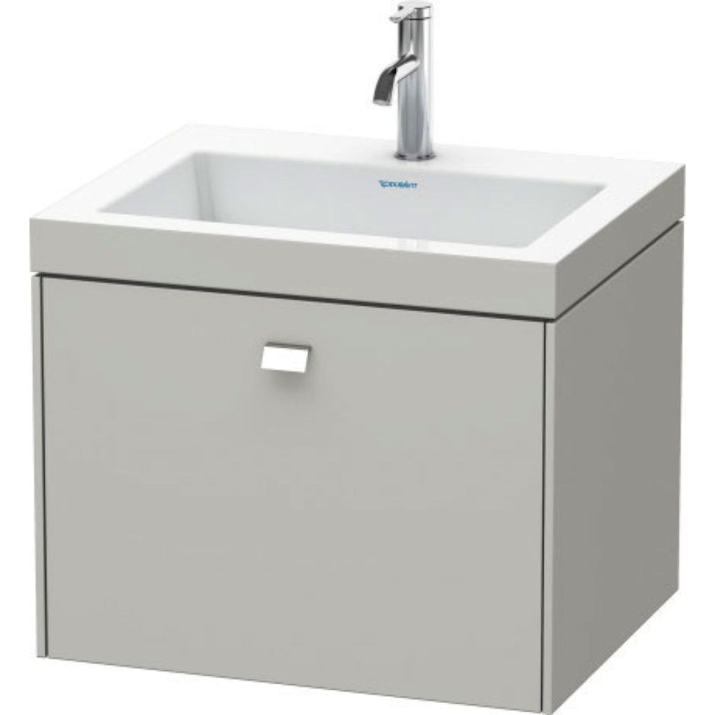 Duravit Brioso 24" x 20" x 19" One Drawer C-Bonded Wall-Mount Vanity Kit With One Tap Hole in Concrete Grey Matt and Chrome Handle