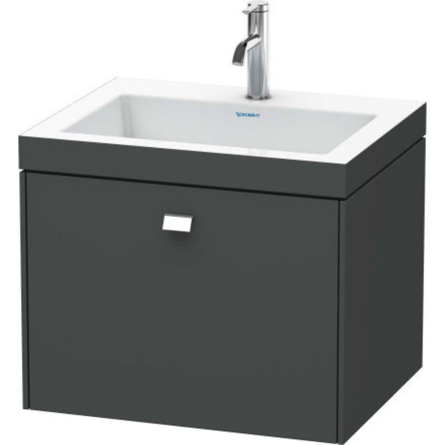 Duravit Brioso 24" x 20" x 19" One Drawer C-Bonded Wall-Mount Vanity Kit With One Tap Hole in Graphite Matt and Chrome Handle