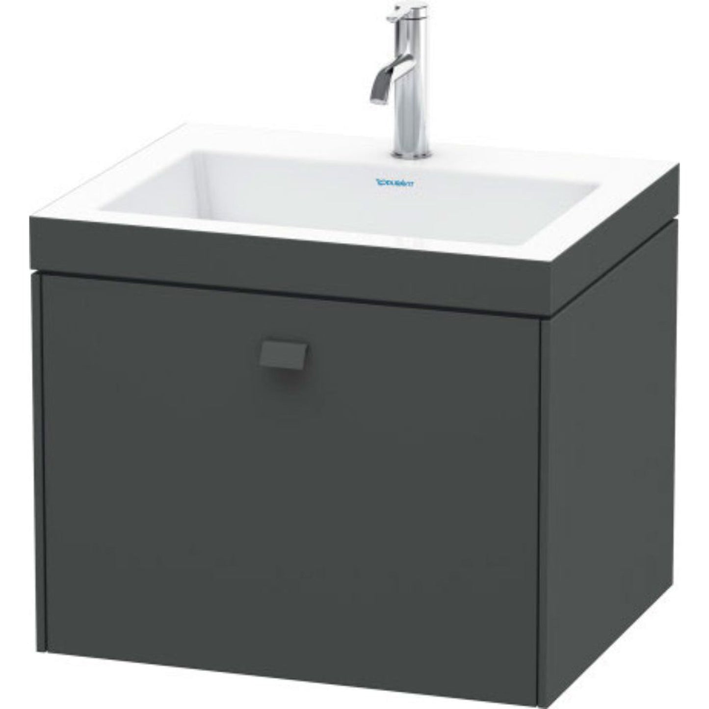 Duravit Brioso 24" x 20" x 19" One Drawer C-Bonded Wall-Mount Vanity Kit With One Tap Hole in Graphite Matt