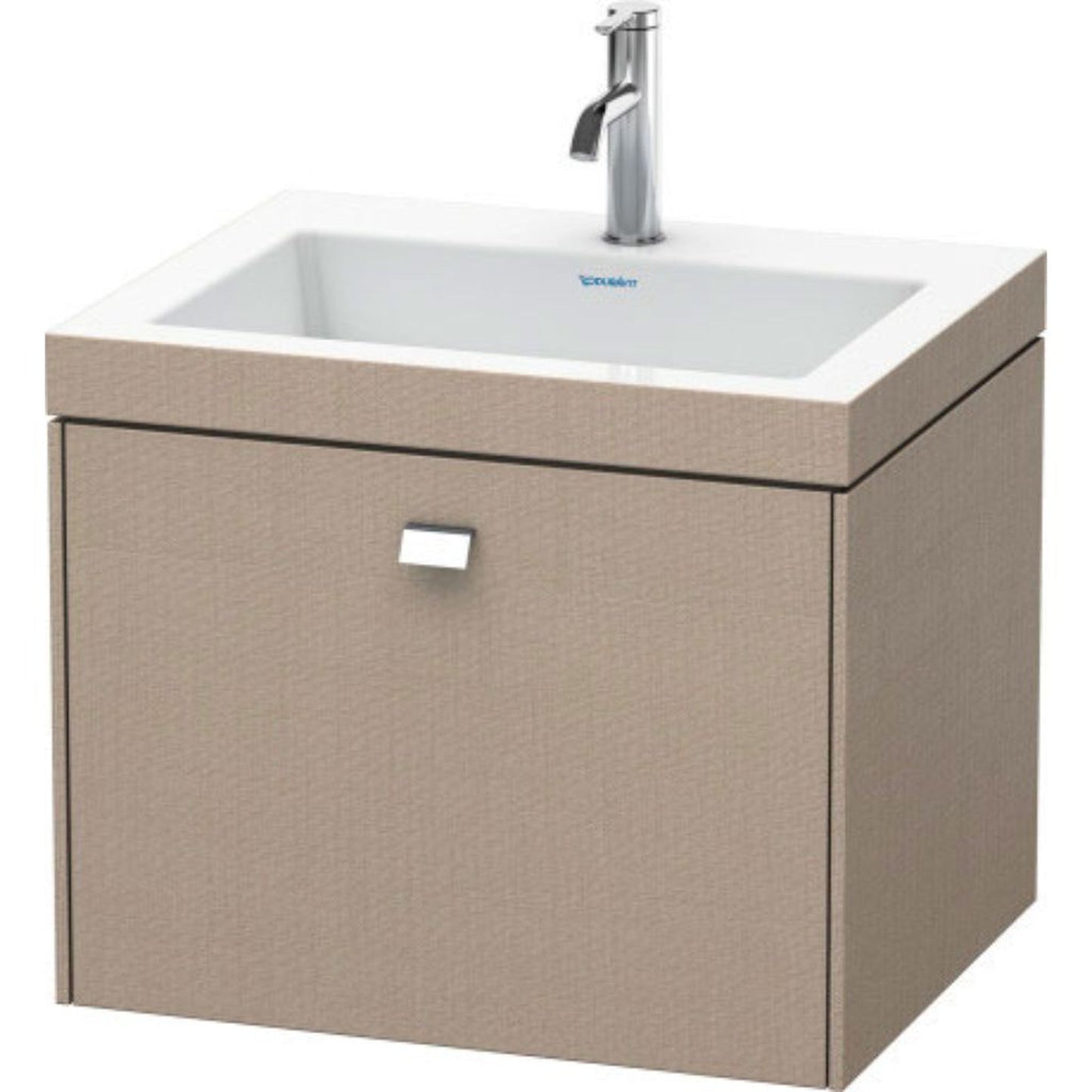 Duravit Brioso 24" x 20" x 19" One Drawer C-Bonded Wall-Mount Vanity Kit With One Tap Hole in Linen and Chrome Handle