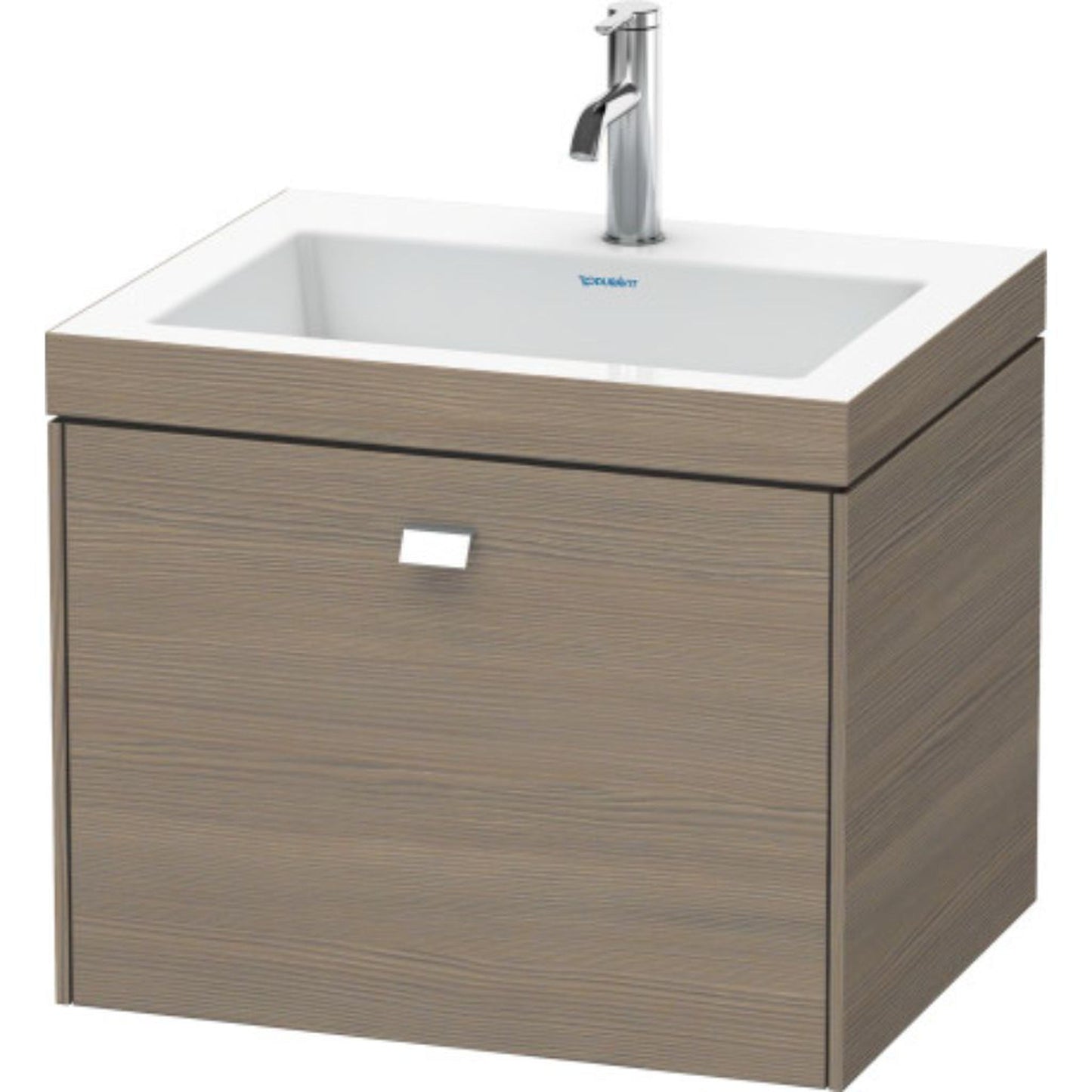 Duravit Brioso 24" x 20" x 19" One Drawer C-Bonded Wall-Mount Vanity Kit With One Tap Hole in Oak Terra and Chrome Handle