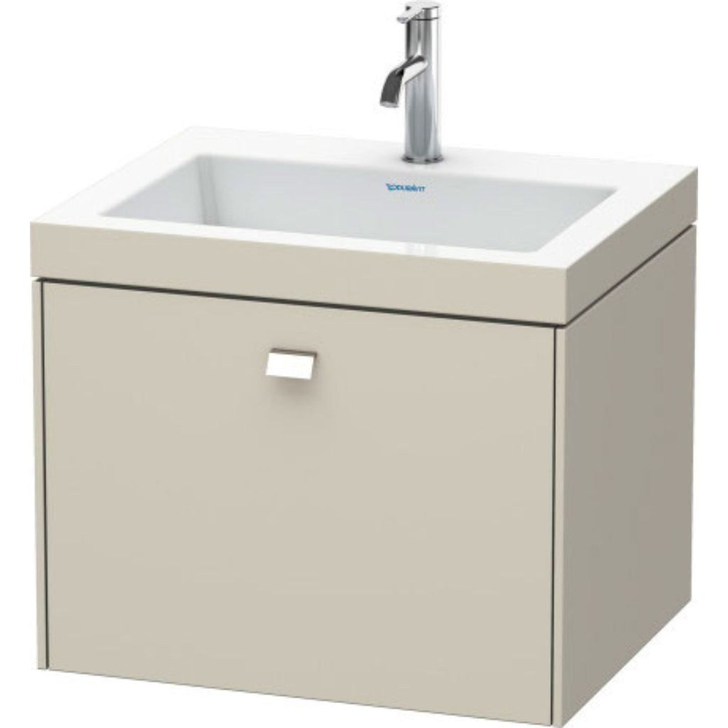 Duravit Brioso 24" x 20" x 19" One Drawer C-Bonded Wall-Mount Vanity Kit With One Tap Hole in Taupe and Chrome Handle