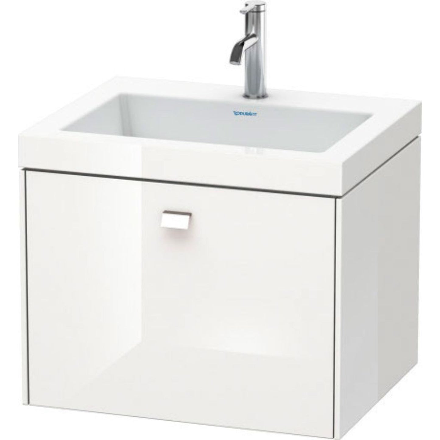 Duravit Brioso 24" x 20" x 19" One Drawer C-Bonded Wall-Mount Vanity Kit With One Tap Hole in White High Gloss and Chrome Handle