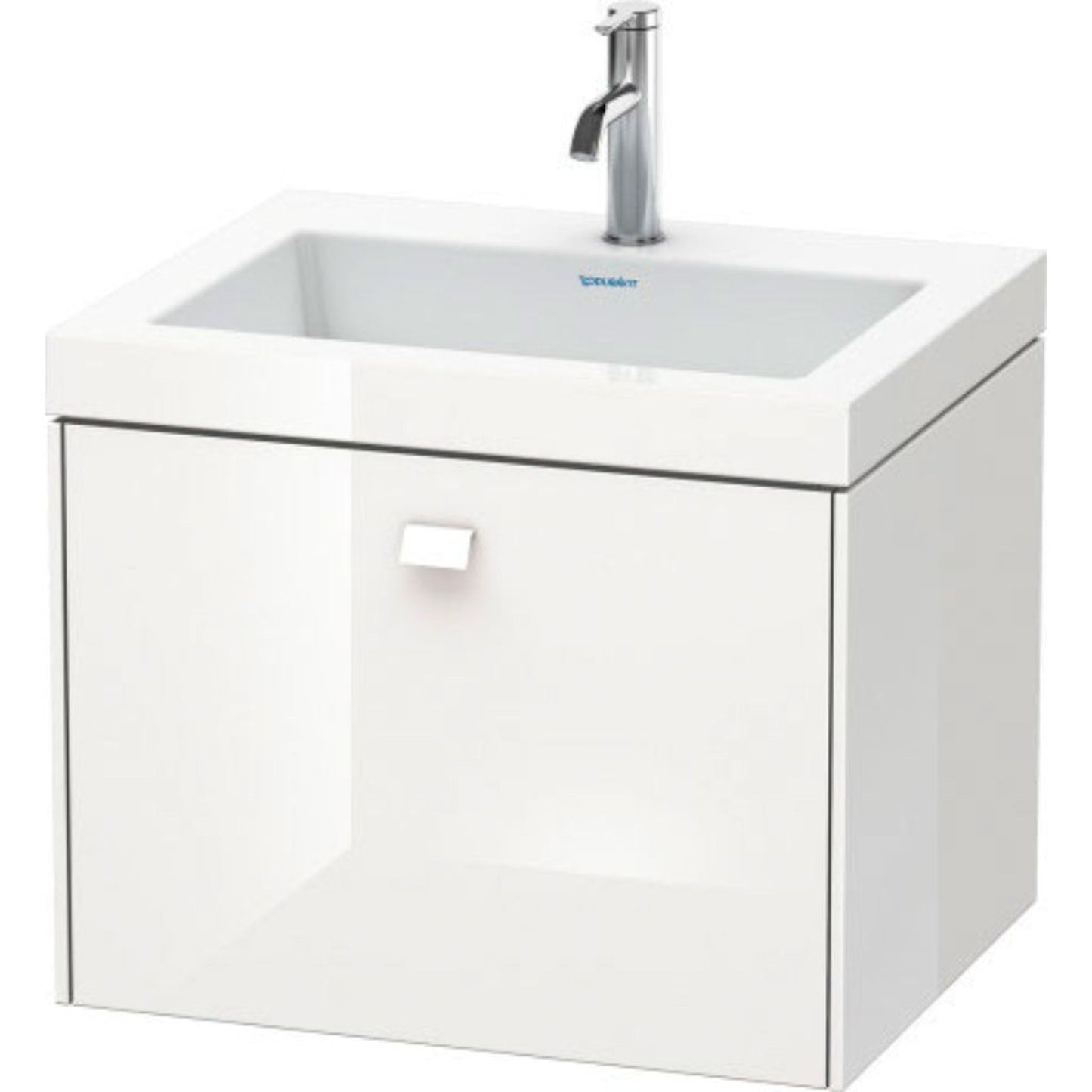 Duravit Brioso 24" x 20" x 19" One Drawer C-Bonded Wall-Mount Vanity Kit With One Tap Hole in White High Gloss