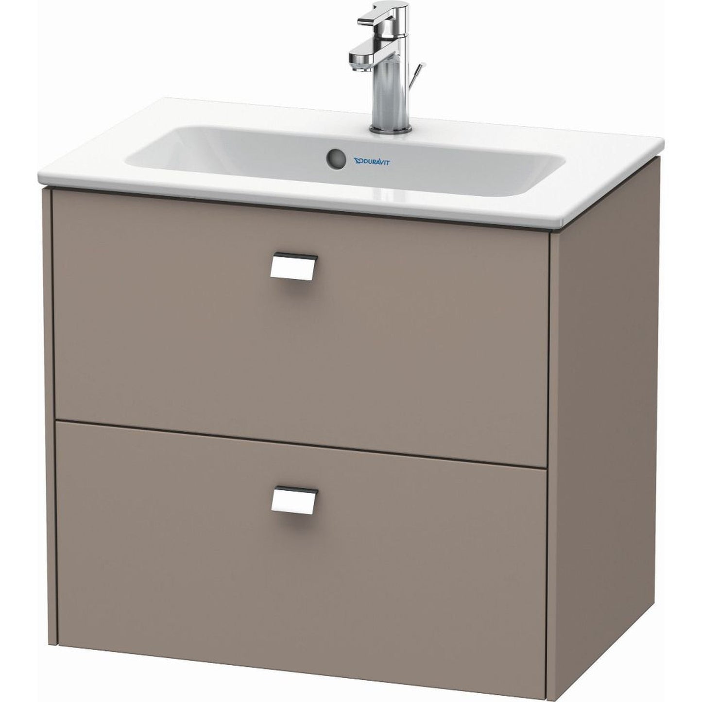 Duravit Brioso 24" x 22" x 15" Two Drawer Wall-Mount Vanity Unit in Basalt Matt and Chrome Handle
