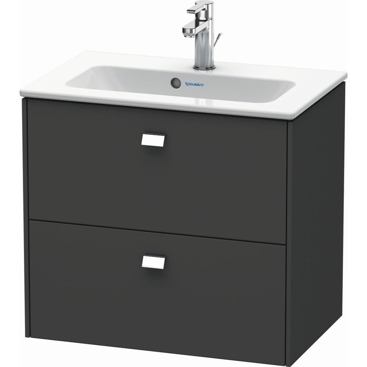 Duravit Brioso 24" x 22" x 15" Two Drawer Wall-Mount Vanity Unit in Graphite Matt and Chrome Handle