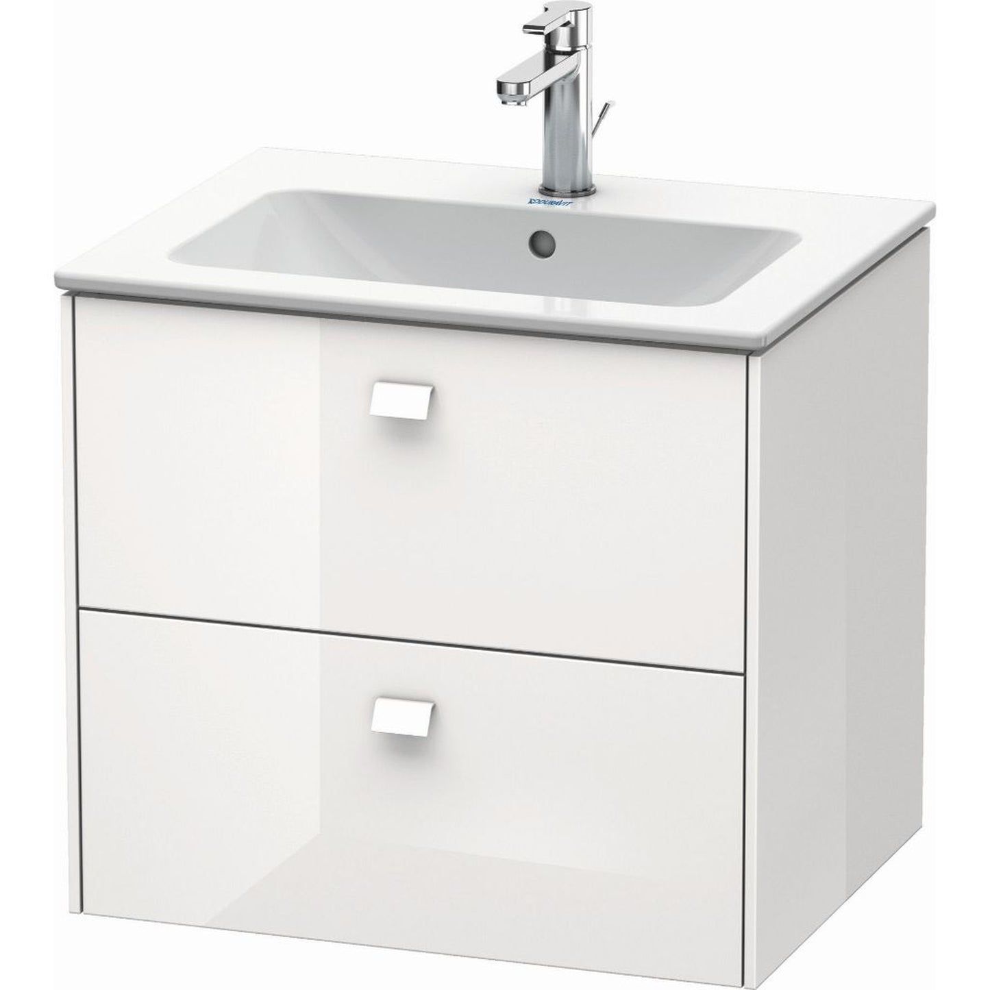 Duravit Brioso 24" x 22" x 19" Two Drawer Wall-Mount Vanity Unit in White High Gloss