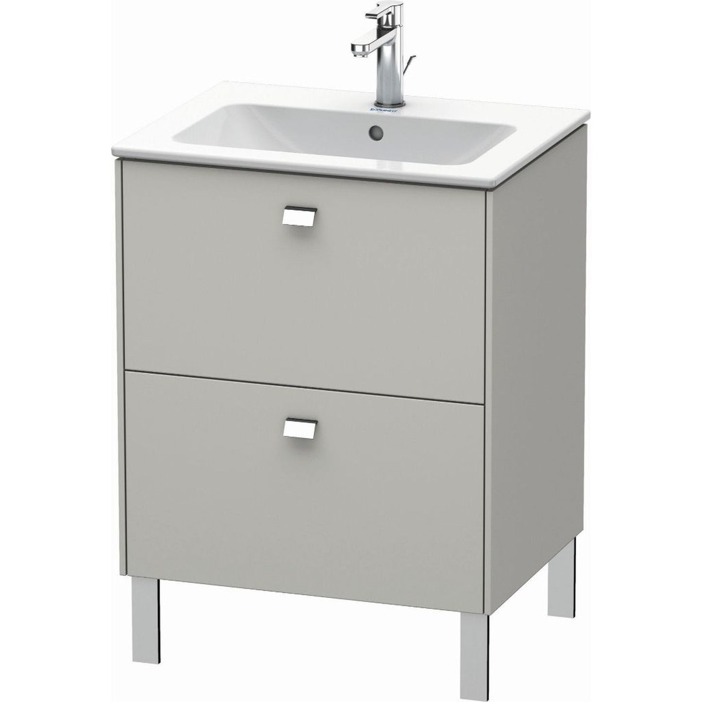 Duravit Brioso 24" x 27" x 19" Two Drawer Floor Standing Vanity Unit in Concrete Grey Matt and Chrome Handle