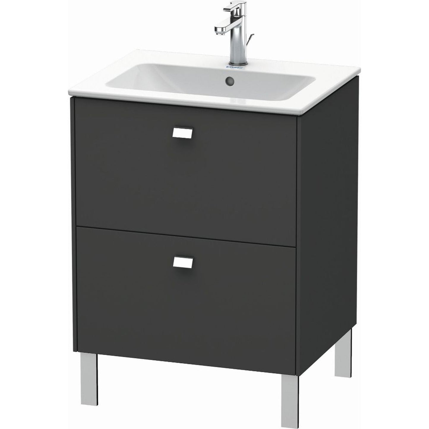 Duravit Brioso 24" x 27" x 19" Two Drawer Floor Standing Vanity Unit in Graphite Matt and Chrome Handle