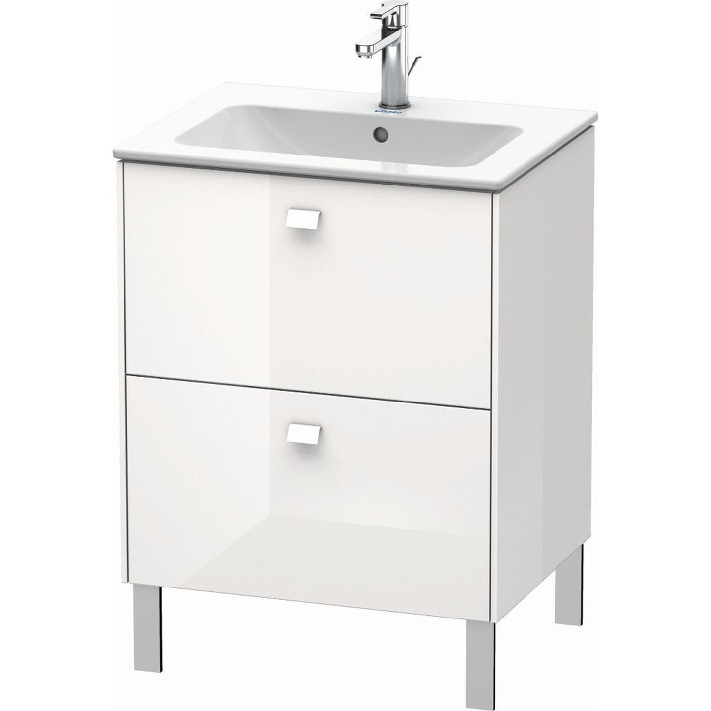 Duravit Brioso 24" x 27" x 19" Two Drawer Floor Standing Vanity Unit in White High Gloss