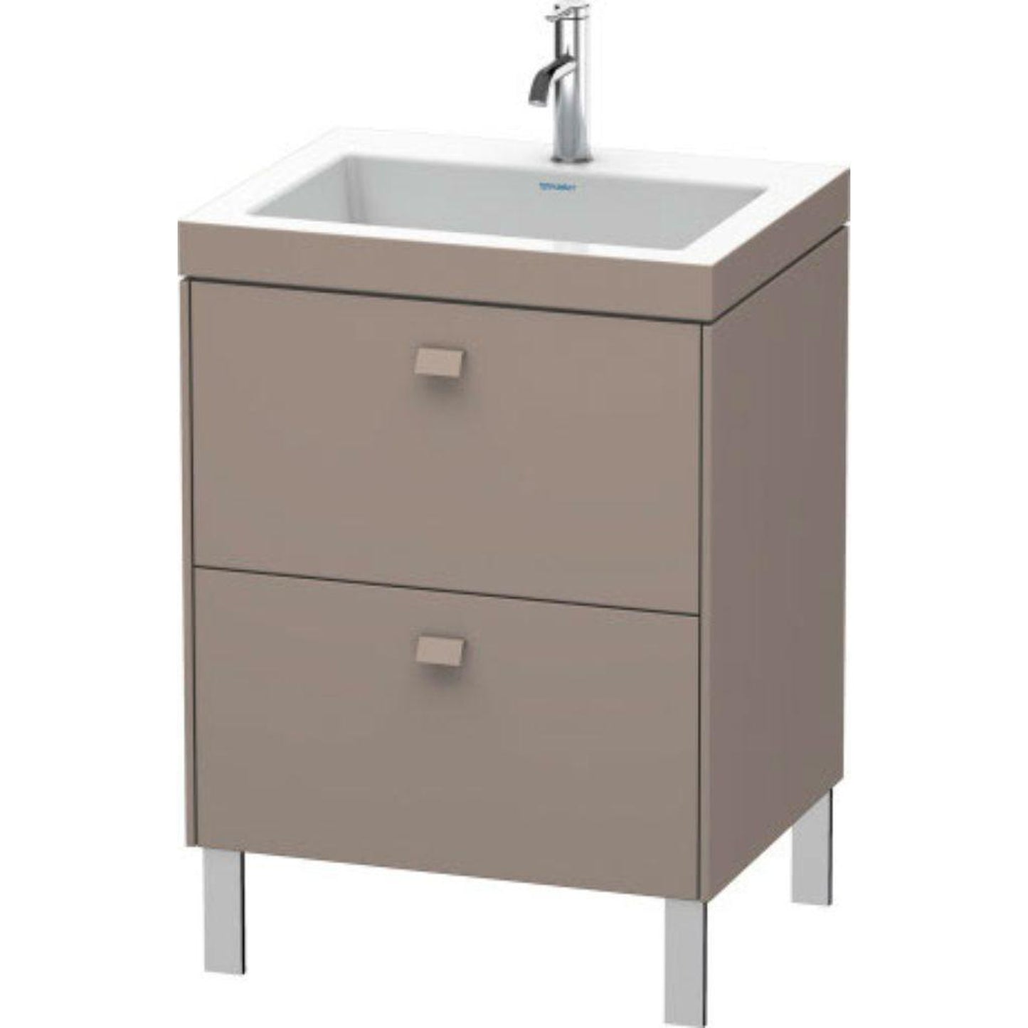 Duravit Brioso 24" x 28" x 19" Two Drawer C-Bonded Floor Standing Vanity Kit With One Tap Hole in Basalt Matt
