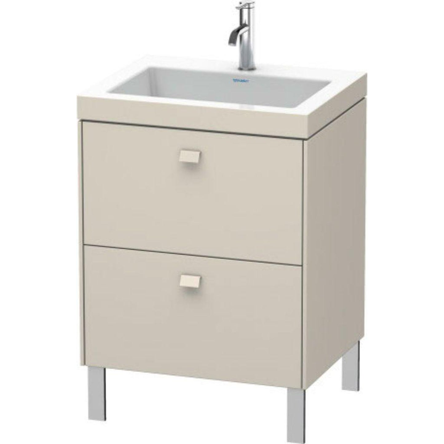 Duravit Brioso 24" x 28" x 19" Two Drawer C-Bonded Floor Standing Vanity Kit With One Tap Hole in Taupe