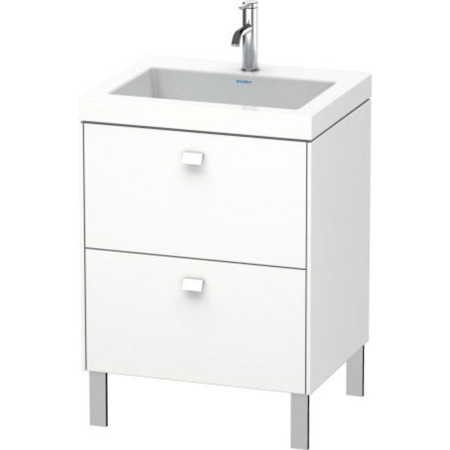 Duravit Brioso 24" x 28" x 19" Two Drawer C-Bonded Floor Standing Vanity Kit With One Tap Hole in White Matt