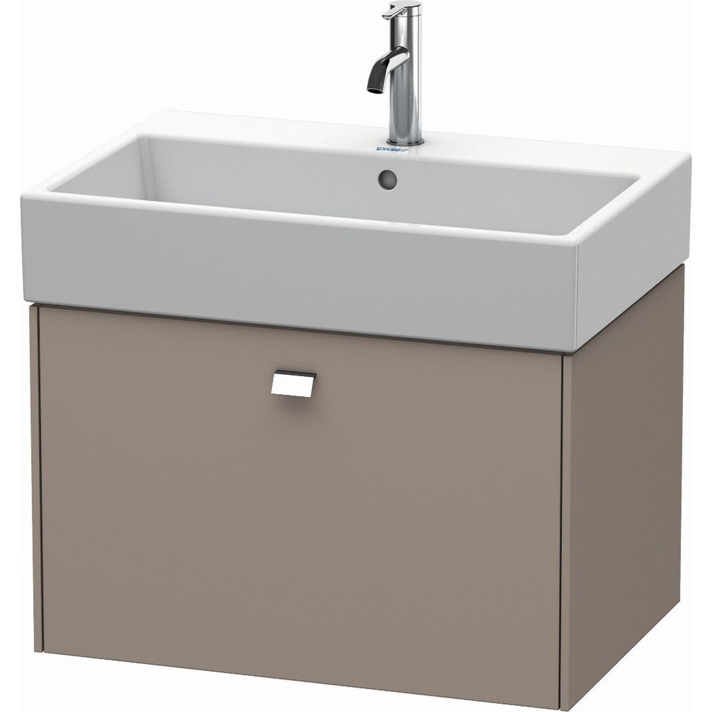 Duravit Brioso 27" x 17" x 18" One Drawer Wall-Mount Vanity Unit in Basalt Matt and Chrome Handle