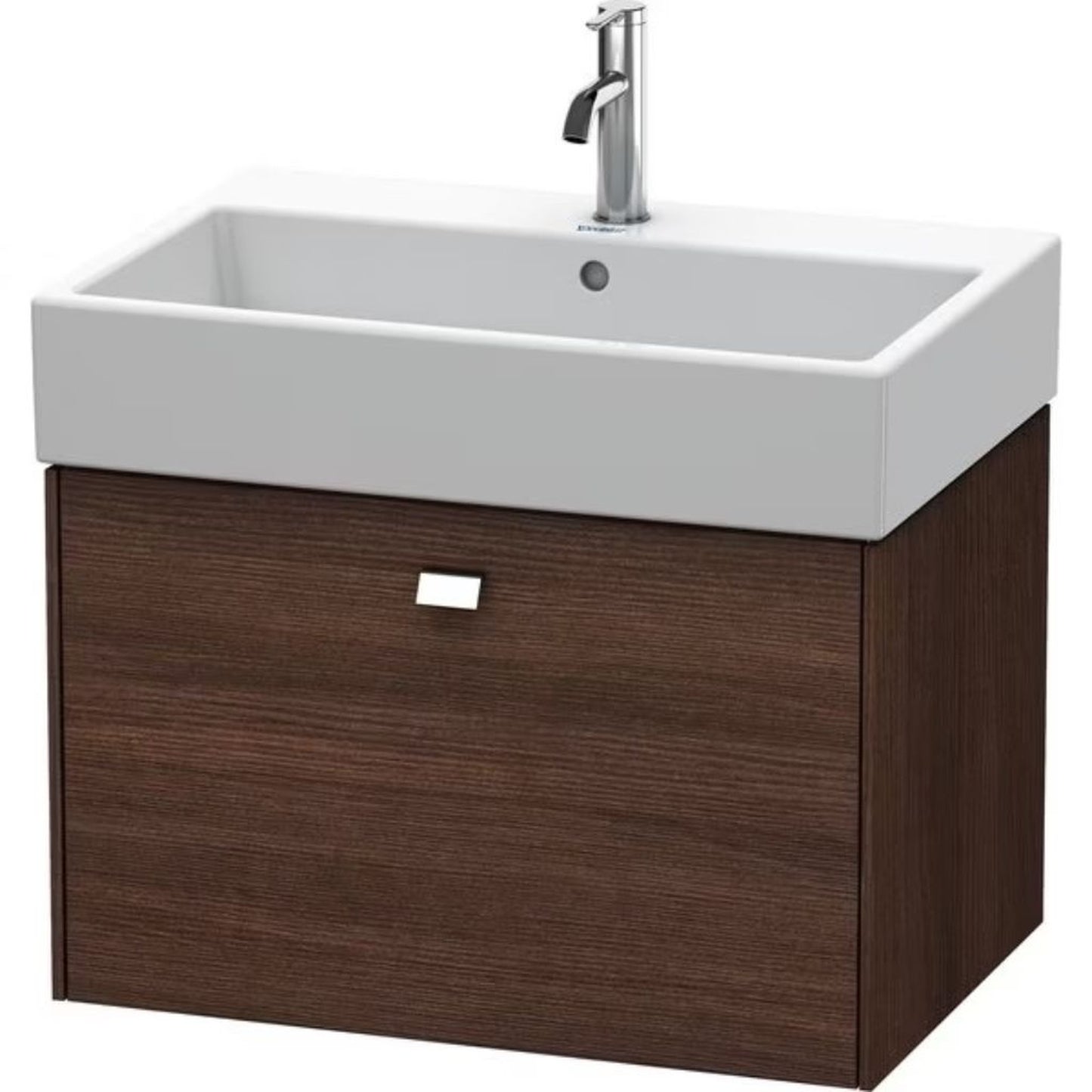 Duravit Brioso 27" x 17" x 18" One Drawer Wall-Mount Vanity Unit in Chestnut Dark and Chrome Handle