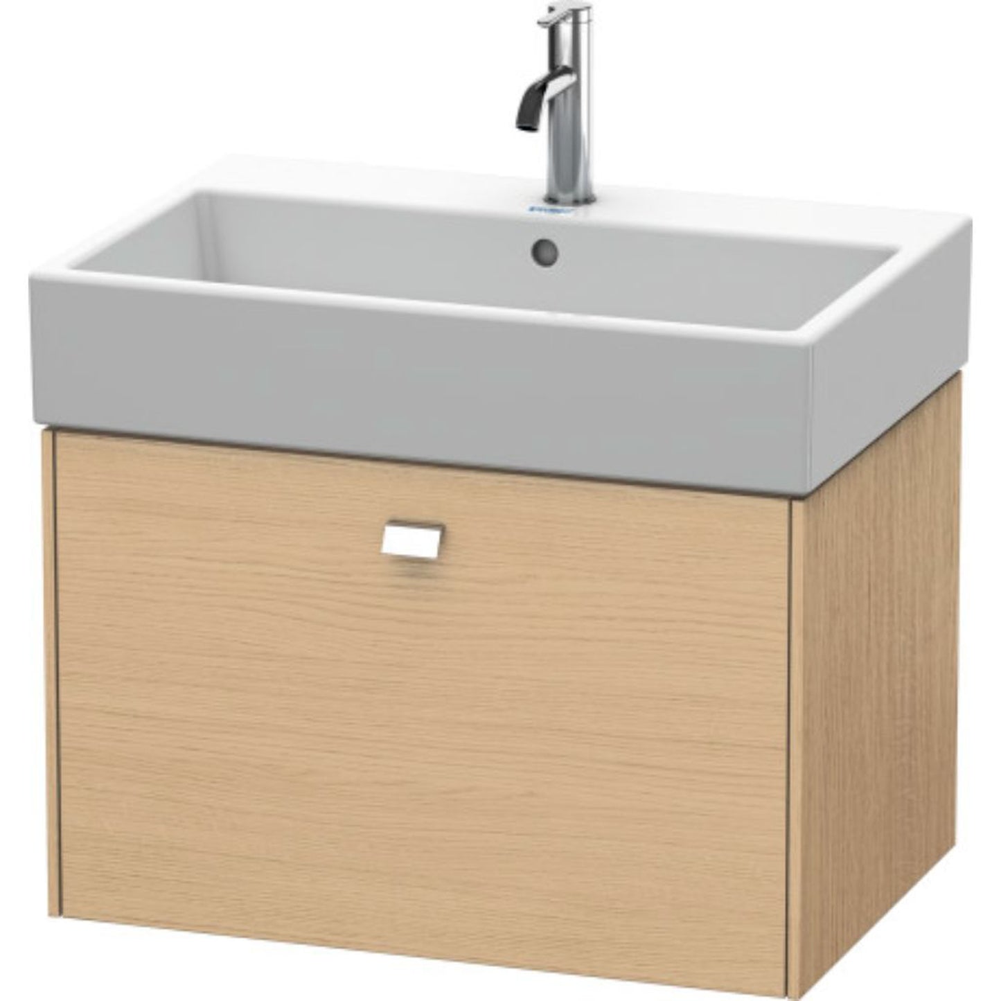 Duravit Brioso 27" x 17" x 18" One Drawer Wall-Mount Vanity Unit in Natural Oak and Chrome Handle