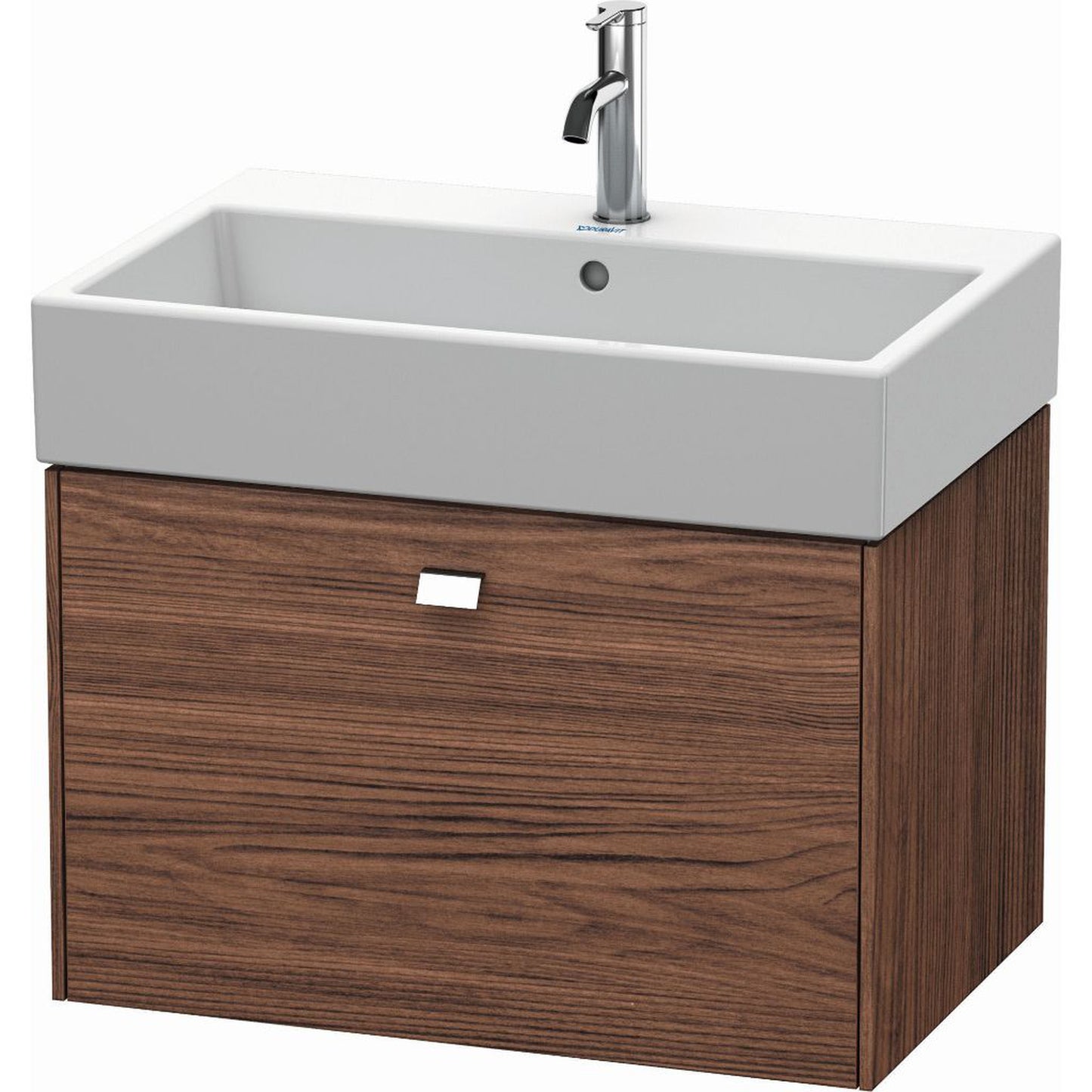Duravit Brioso 27" x 17" x 18" One Drawer Wall-Mount Vanity Unit in Walnut Dark and Chrome Handle