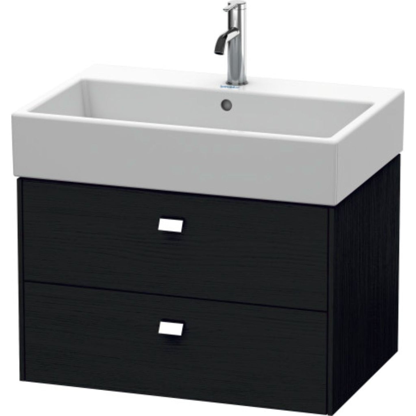 Duravit Brioso 27" x 17" x 18" Two Drawer Wall-Mount Vanity Unit in Black Oak and Chrome Handle
