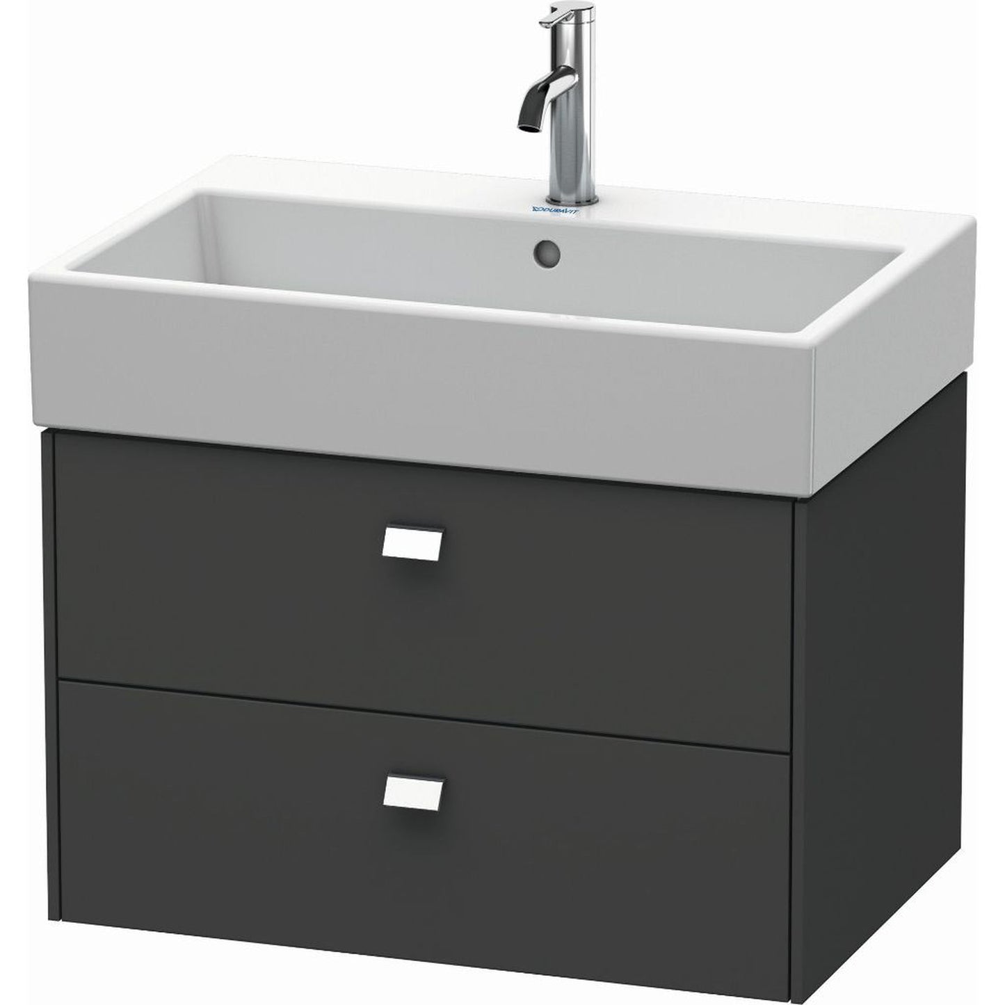 Duravit Brioso 27" x 17" x 18" Two Drawer Wall-Mount Vanity Unit in Graphite Matt and Chrome Handle