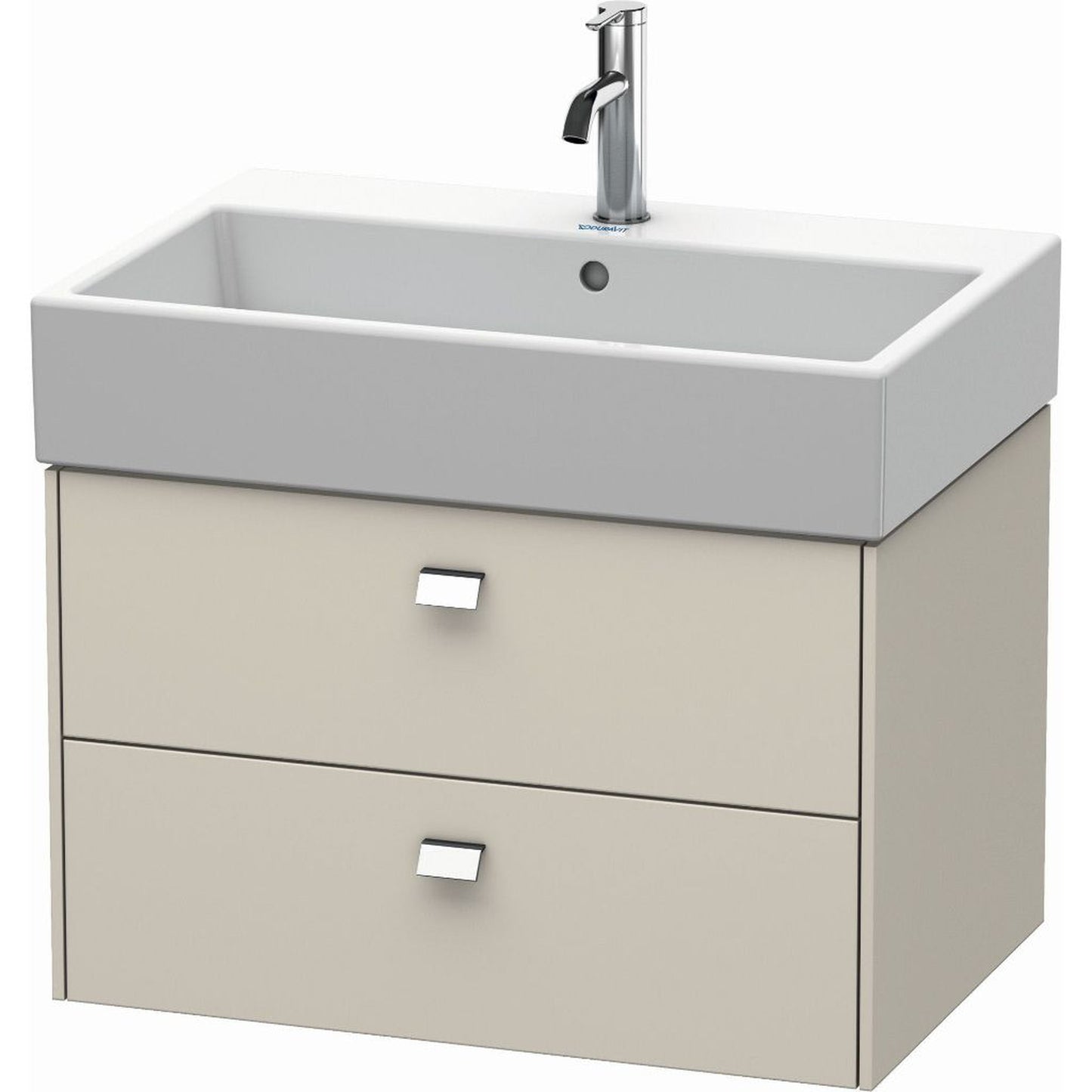 Duravit Brioso 27" x 17" x 18" Two Drawer Wall-Mount Vanity Unit in Taupe and Chrome Handle