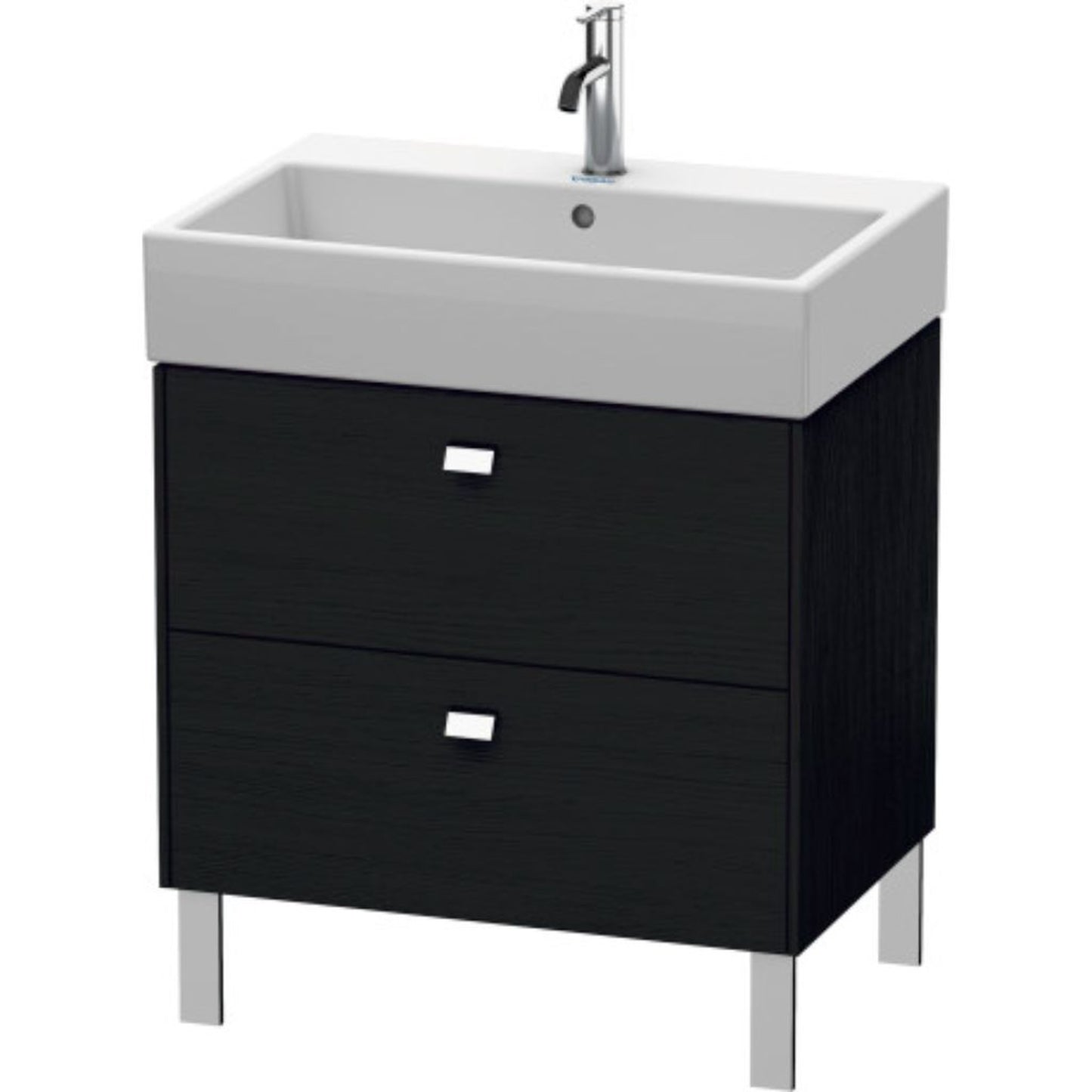 Duravit Brioso 27" x 22" x 18" Two Drawer Floor Standing Vanity Unit in Black Oak and Chrome Handle