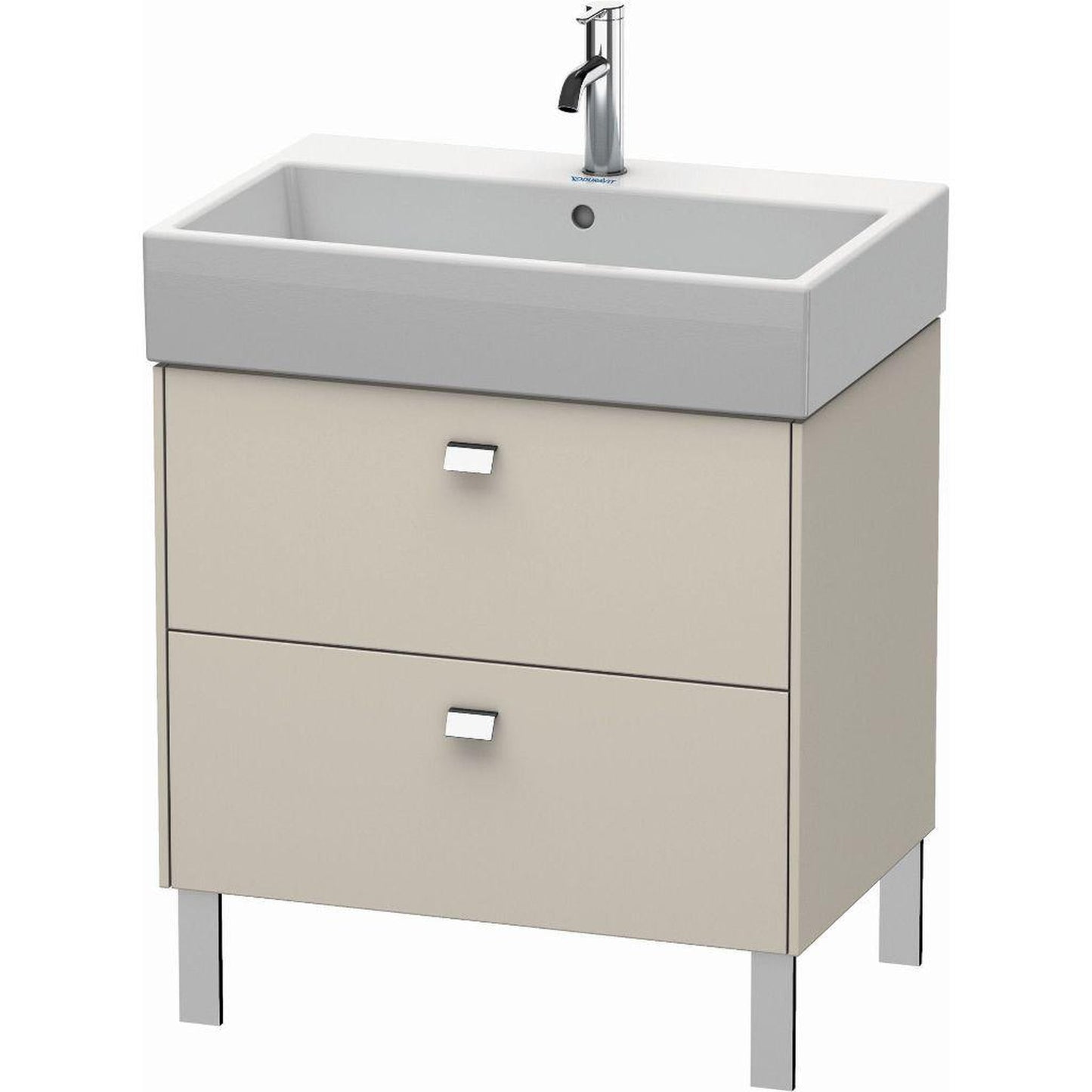 Duravit Brioso 27" x 22" x 18" Two Drawer Floor Standing Vanity Unit in Taupe and Chrome Handle