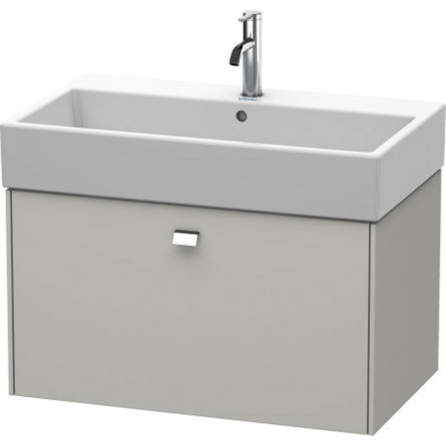 Duravit Brioso 31" x 17" x 18" One Drawer Wall-Mount Vanity Unit in Concrete Grey Matt and Chrome Handle