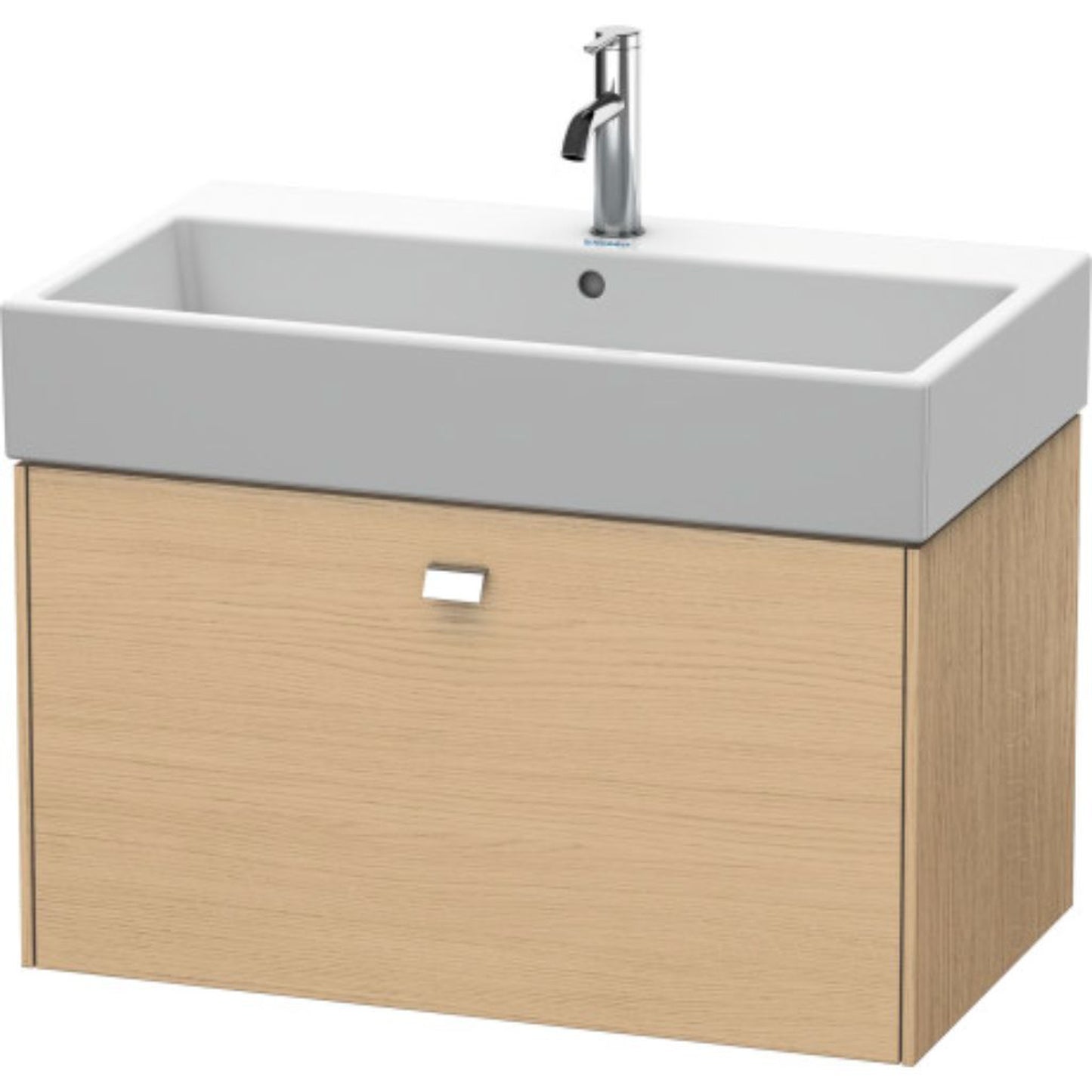 Duravit Brioso 31" x 17" x 18" One Drawer Wall-Mount Vanity Unit in Natural Oak and Chrome Handle