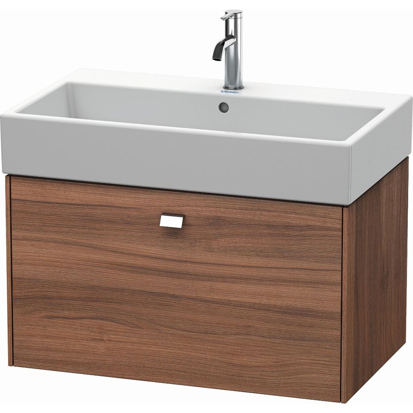 Duravit Brioso 31" x 17" x 18" One Drawer Wall-Mount Vanity Unit in Natural Walnut and Chrome Handle
