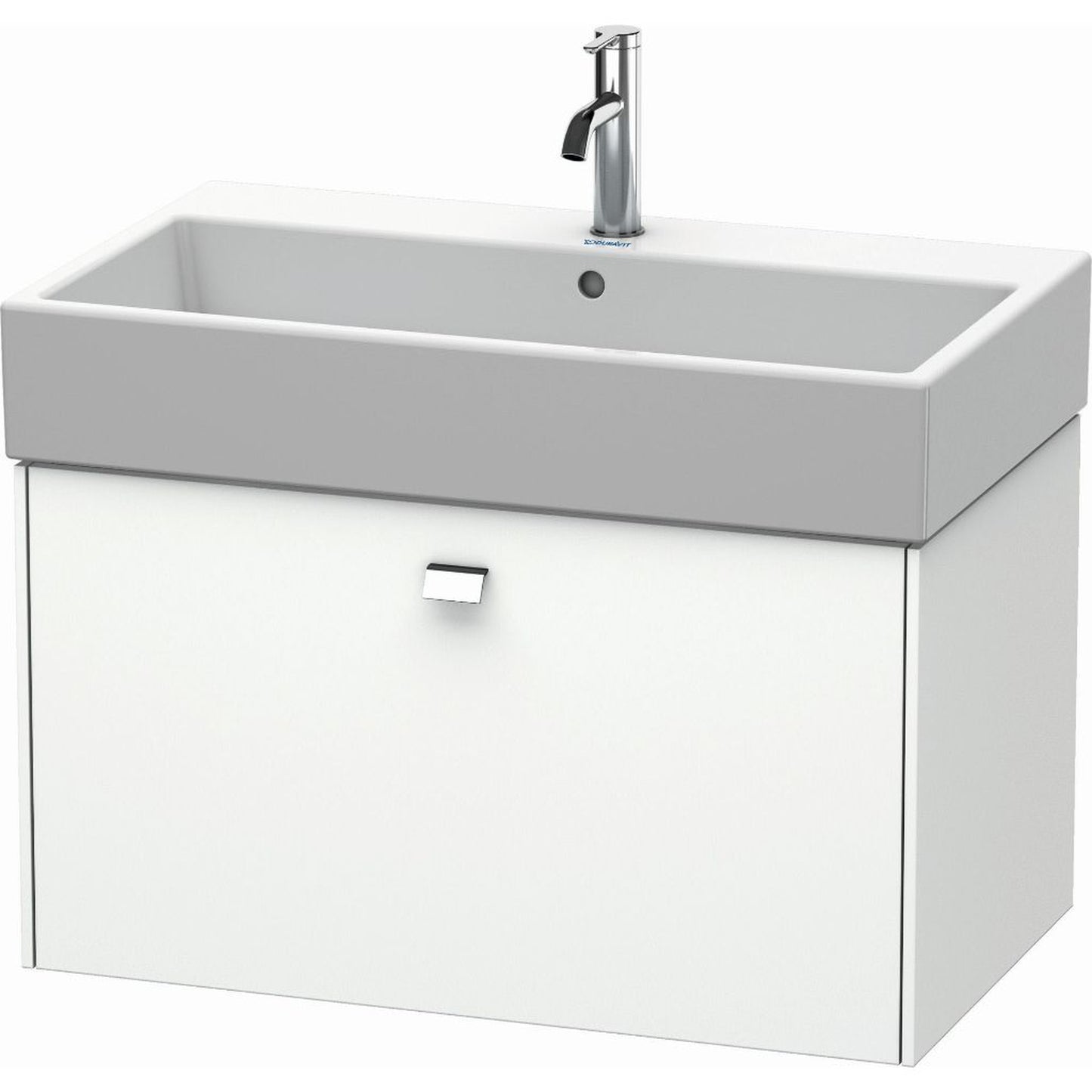 Duravit Brioso 31" x 17" x 18" One Drawer Wall-Mount Vanity Unit in White Matt and Chrome Handle