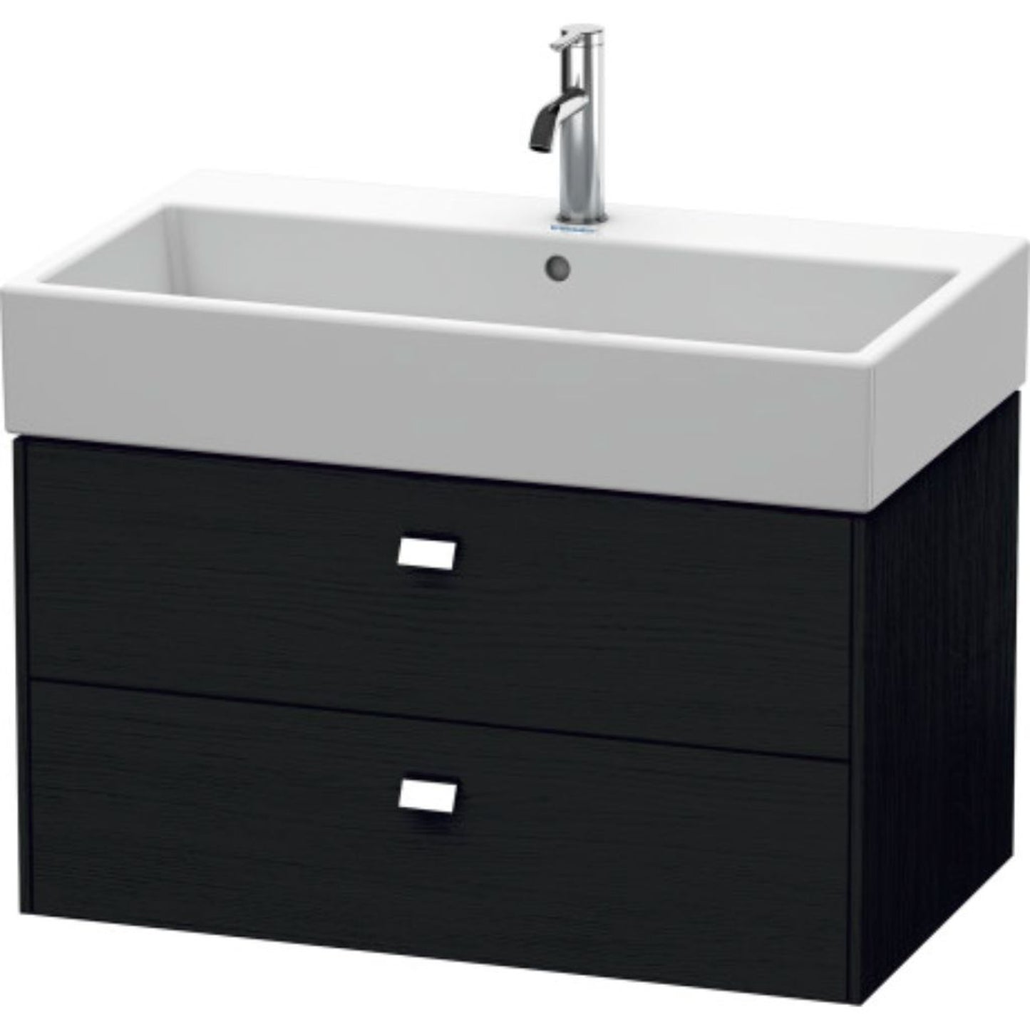 Duravit Brioso 31" x 17" x 18" Two Drawer Wall-Mount Vanity Unit in Black Oak and Chrome Handle