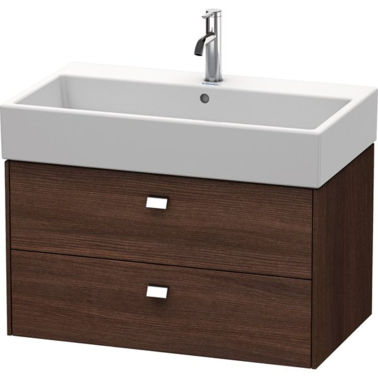 Duravit Brioso 31" x 17" x 18" Two Drawer Wall-Mount Vanity Unit in Chestnut Dark and Chrome Handle