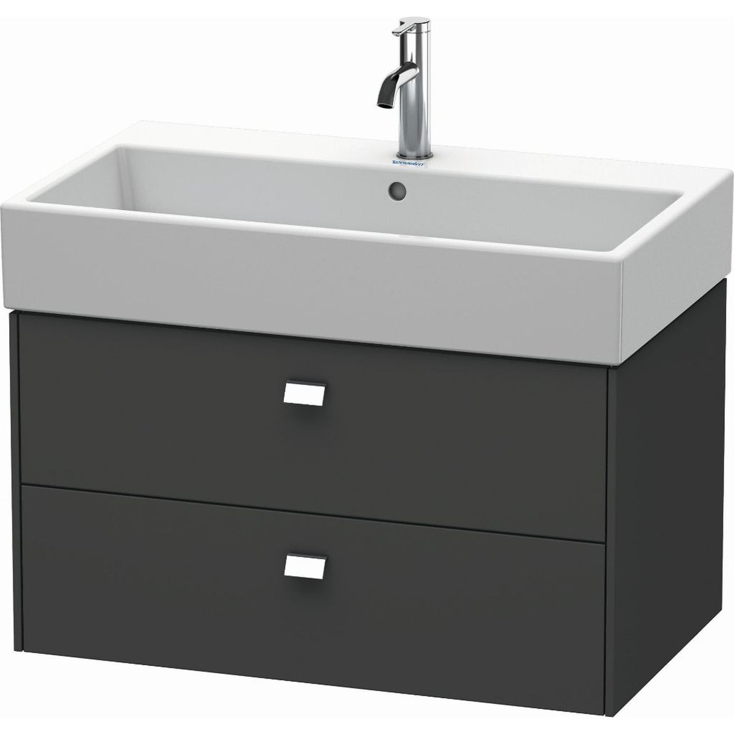 Duravit Brioso 31" x 17" x 18" Two Drawer Wall-Mount Vanity Unit in Graphite Matt and Chrome Handle