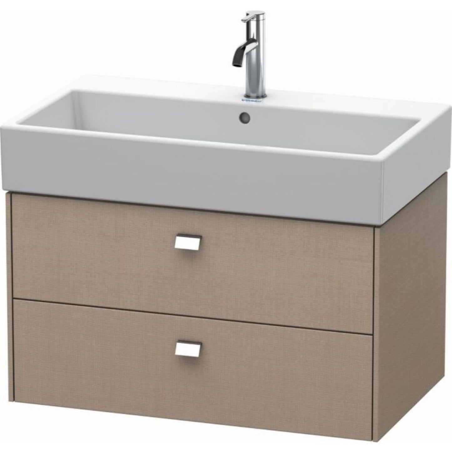 Duravit Brioso 31" x 17" x 18" Two Drawer Wall-Mount Vanity Unit in Linen and Chrome Handle