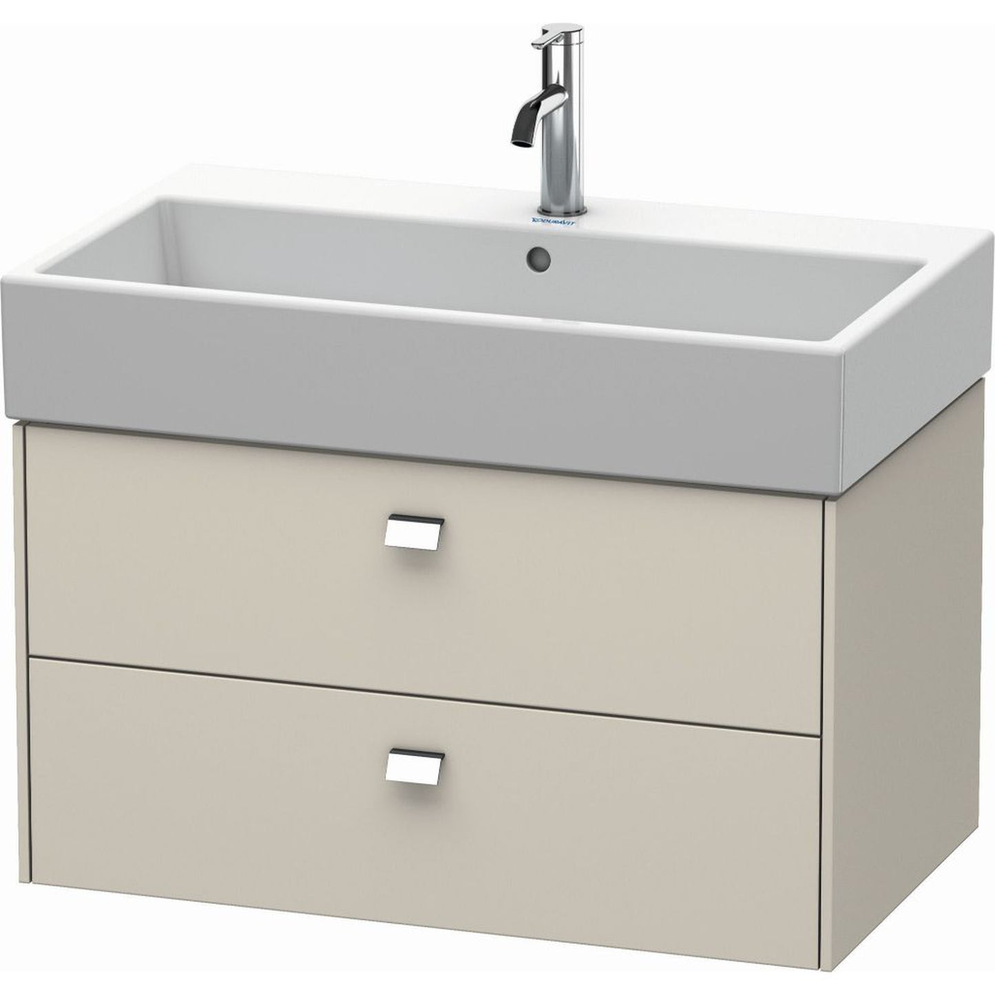 Duravit Brioso 31" x 17" x 18" Two Drawer Wall-Mount Vanity Unit in Taupe and Chrome Handle