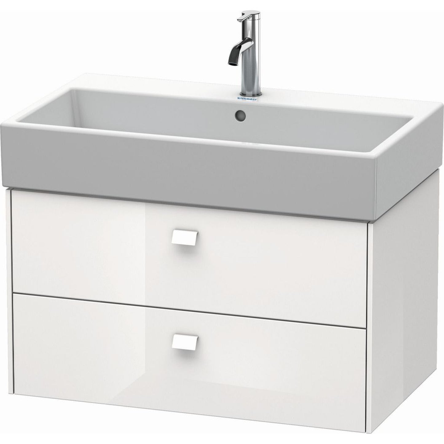 Duravit Brioso 31" x 17" x 18" Two Drawer Wall-Mount Vanity Unit in White High Gloss