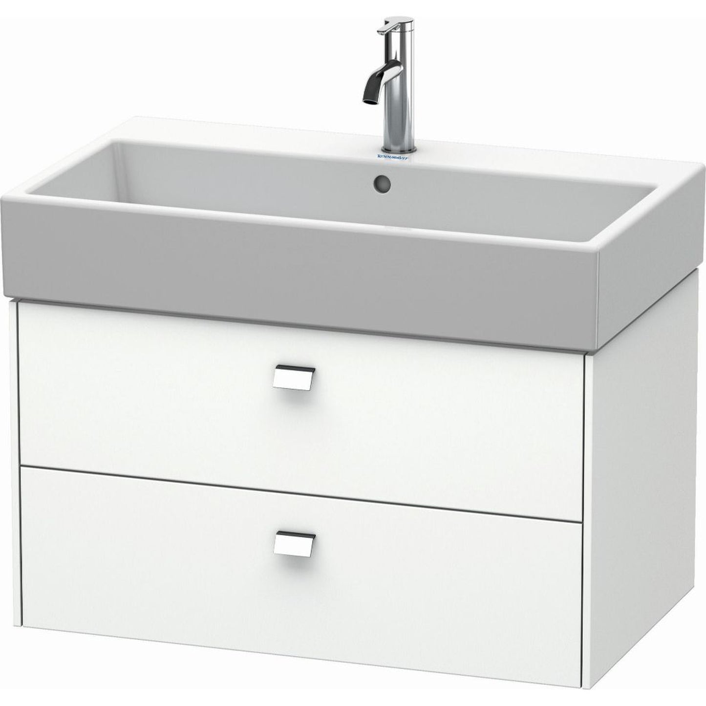 Duravit Brioso 31" x 17" x 18" Two Drawer Wall-Mount Vanity Unit in White Matt and Chrome Handle