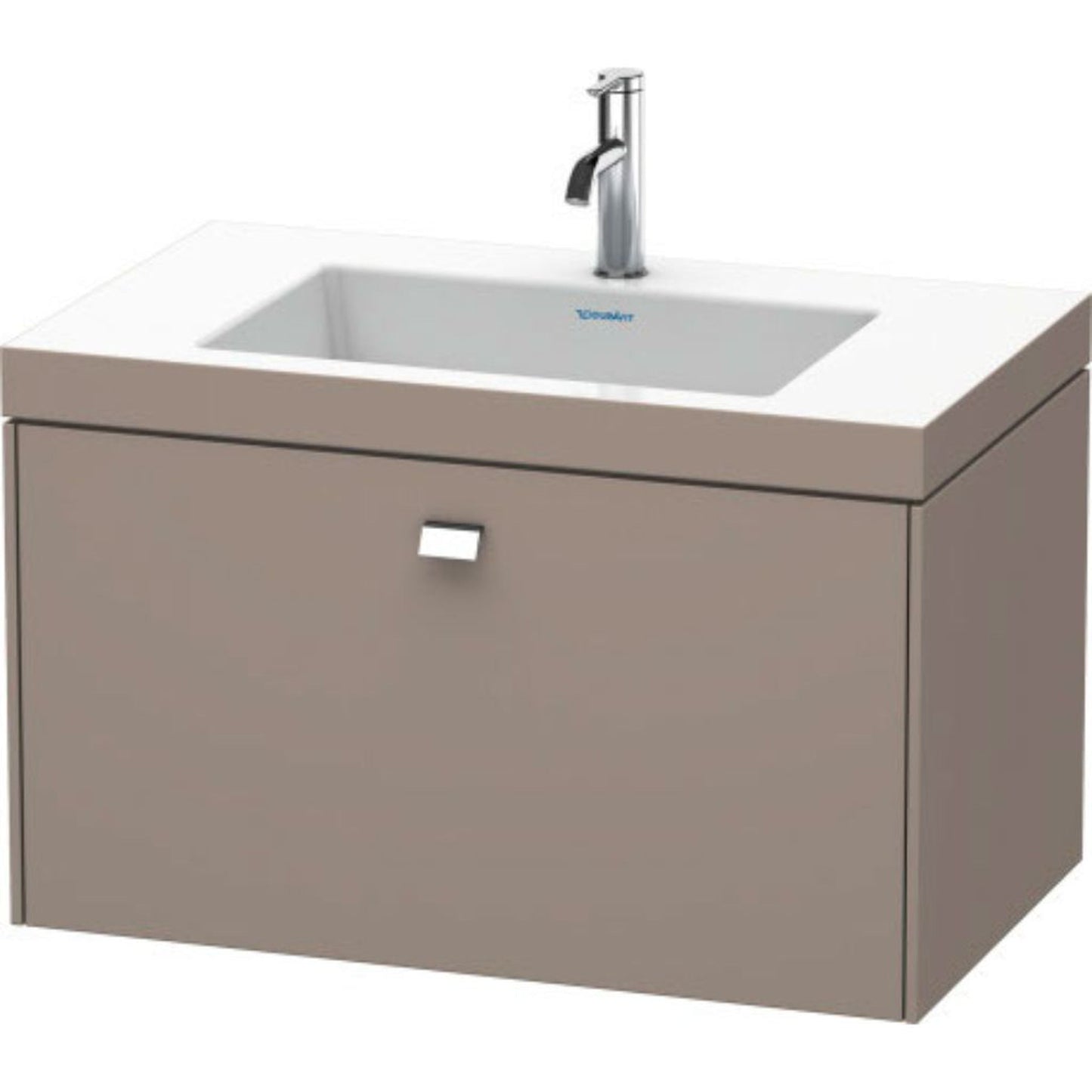 Duravit Brioso 31" x 20" x 19" One Drawer C-Bonded Wall-Mount Vanity Kit With One Tap Hole in Basalt Matt and Chrome Handle
