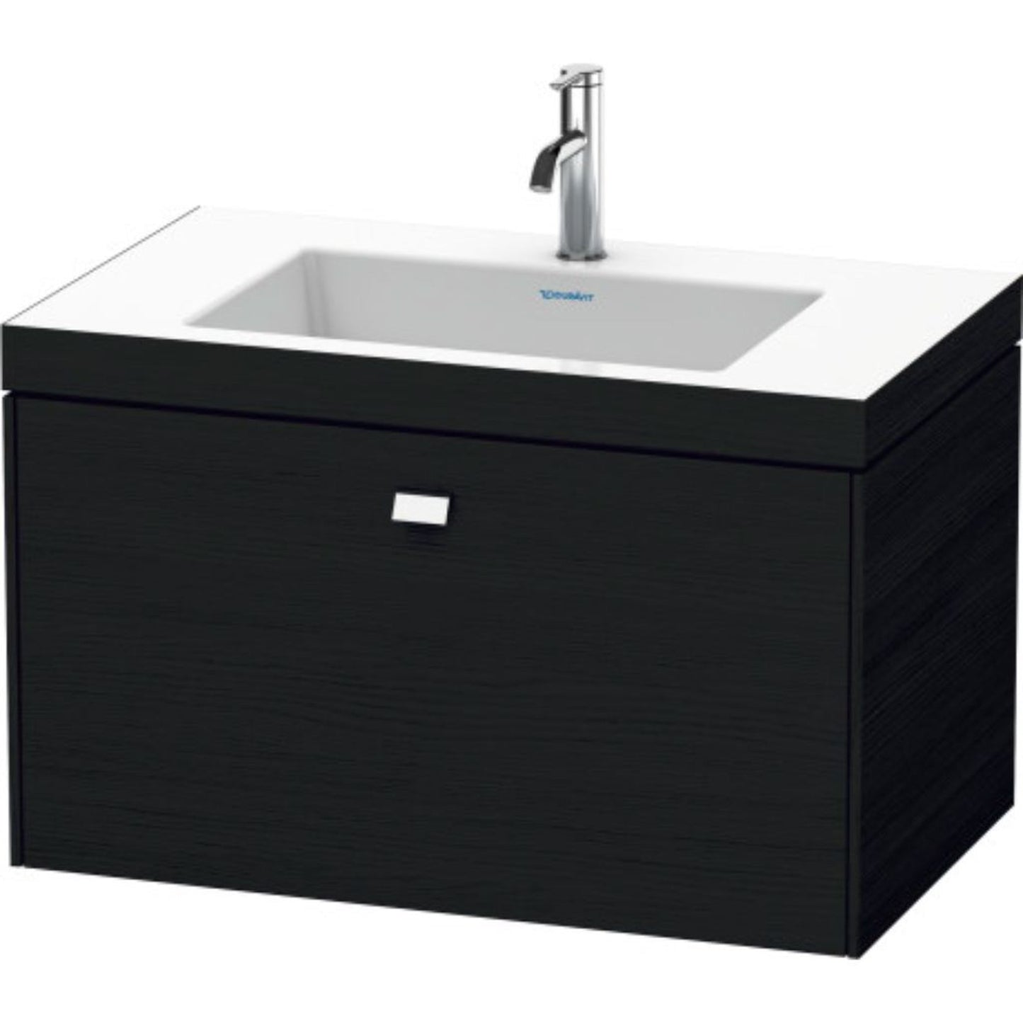 Duravit Brioso 31" x 20" x 19" One Drawer C-Bonded Wall-Mount Vanity Kit With One Tap Hole in Black Oak and Chrome Handle