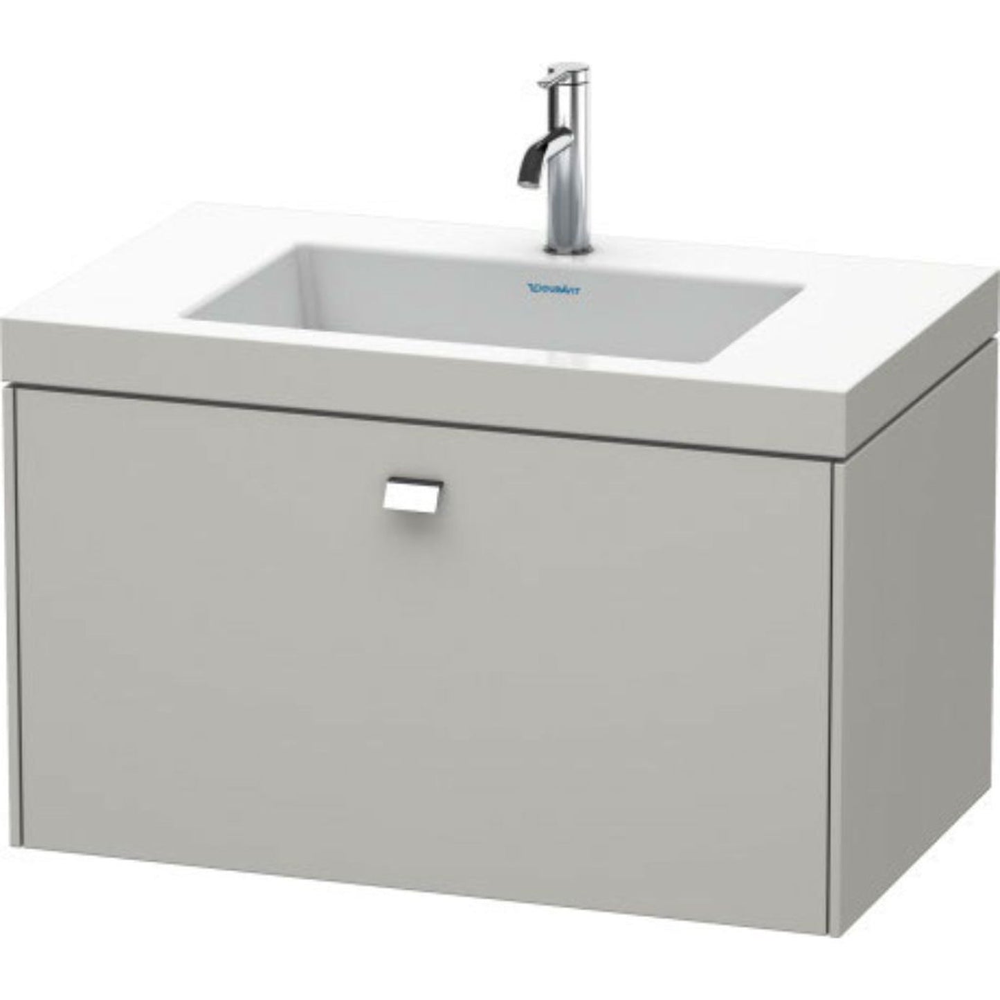 Duravit Brioso 31" x 20" x 19" One Drawer C-Bonded Wall-Mount Vanity Kit With One Tap Hole in Concrete Grey Matt and Chrome Handle
