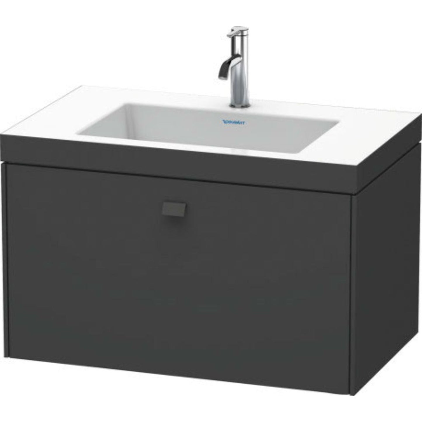 Duravit Brioso 31" x 20" x 19" One Drawer C-Bonded Wall-Mount Vanity Kit With One Tap Hole in Graphite Matt
