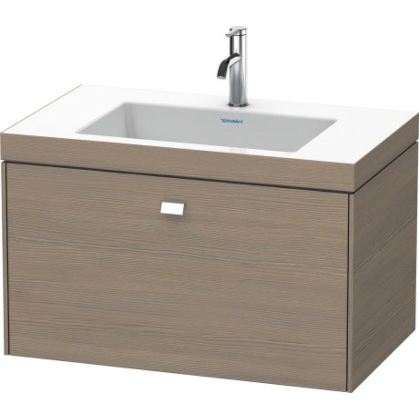 Duravit Brioso 31" x 20" x 19" One Drawer C-Bonded Wall-Mount Vanity Kit With One Tap Hole in Oak Terra and Chrome Handle