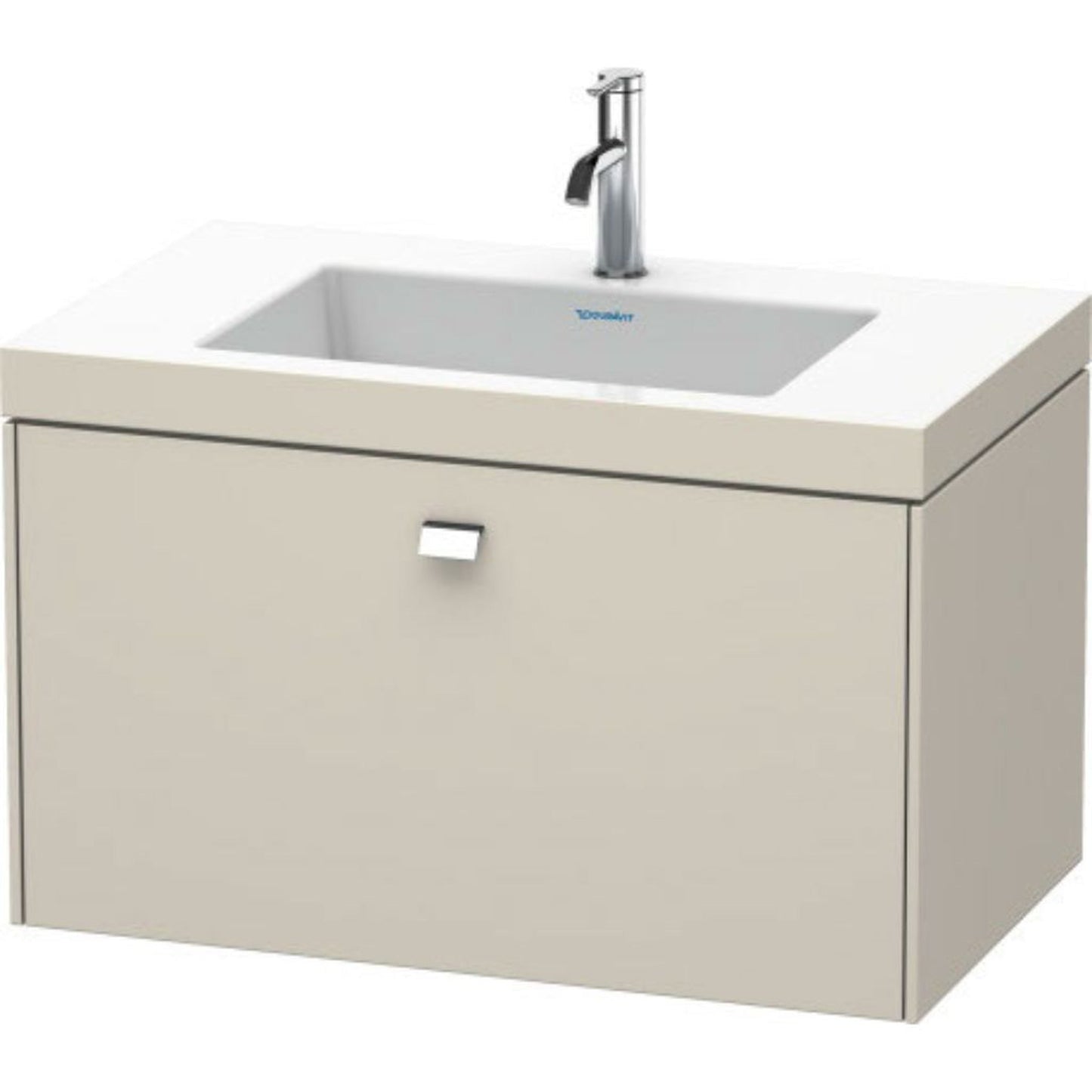 Duravit Brioso 31" x 20" x 19" One Drawer C-Bonded Wall-Mount Vanity Kit With One Tap Hole in Taupe and Chrome Handle