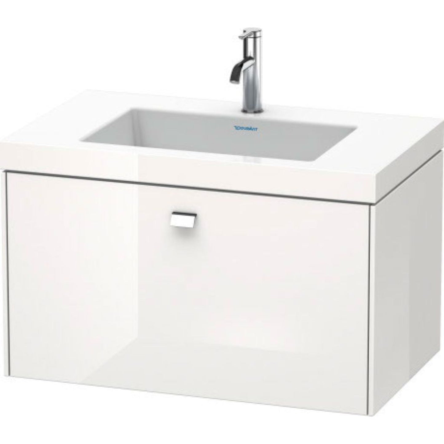 Duravit Brioso 31" x 20" x 19" One Drawer C-Bonded Wall-Mount Vanity Kit With One Tap Hole in White High Gloss and Chrome Handle