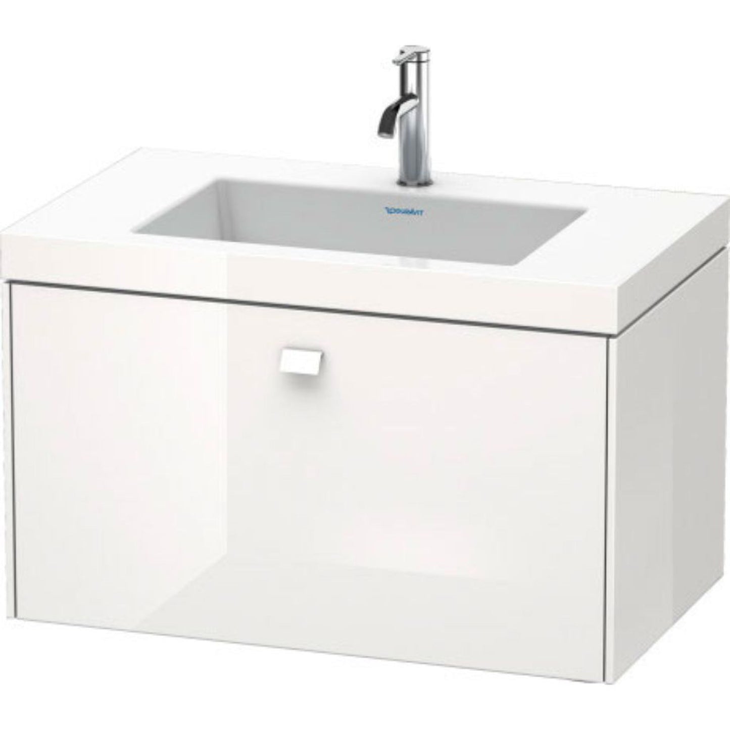 Duravit Brioso 31" x 20" x 19" One Drawer C-Bonded Wall-Mount Vanity Kit With One Tap Hole in White High Gloss