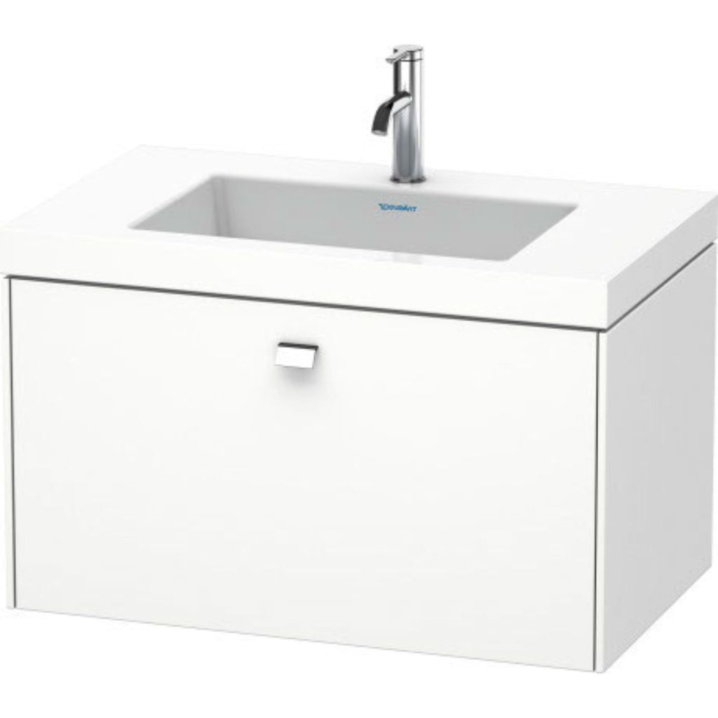 Duravit Brioso 31" x 20" x 19" One Drawer C-Bonded Wall-Mount Vanity Kit With One Tap Hole in White Matt and Chrome Handle
