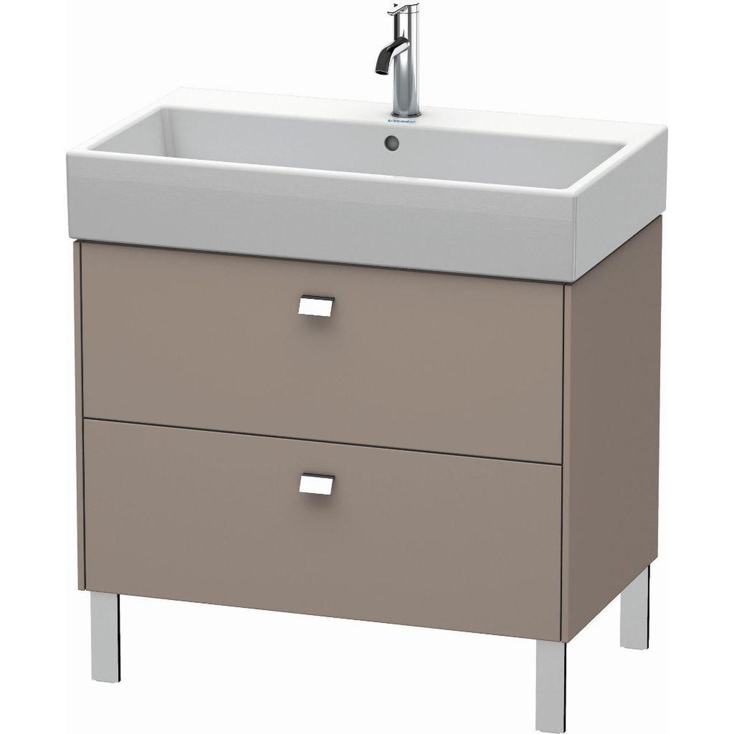 Duravit Brioso 31" x 22" x 18" Two Drawer Floor Standing Vanity Unit in Basalt Matt and Chrome Handle