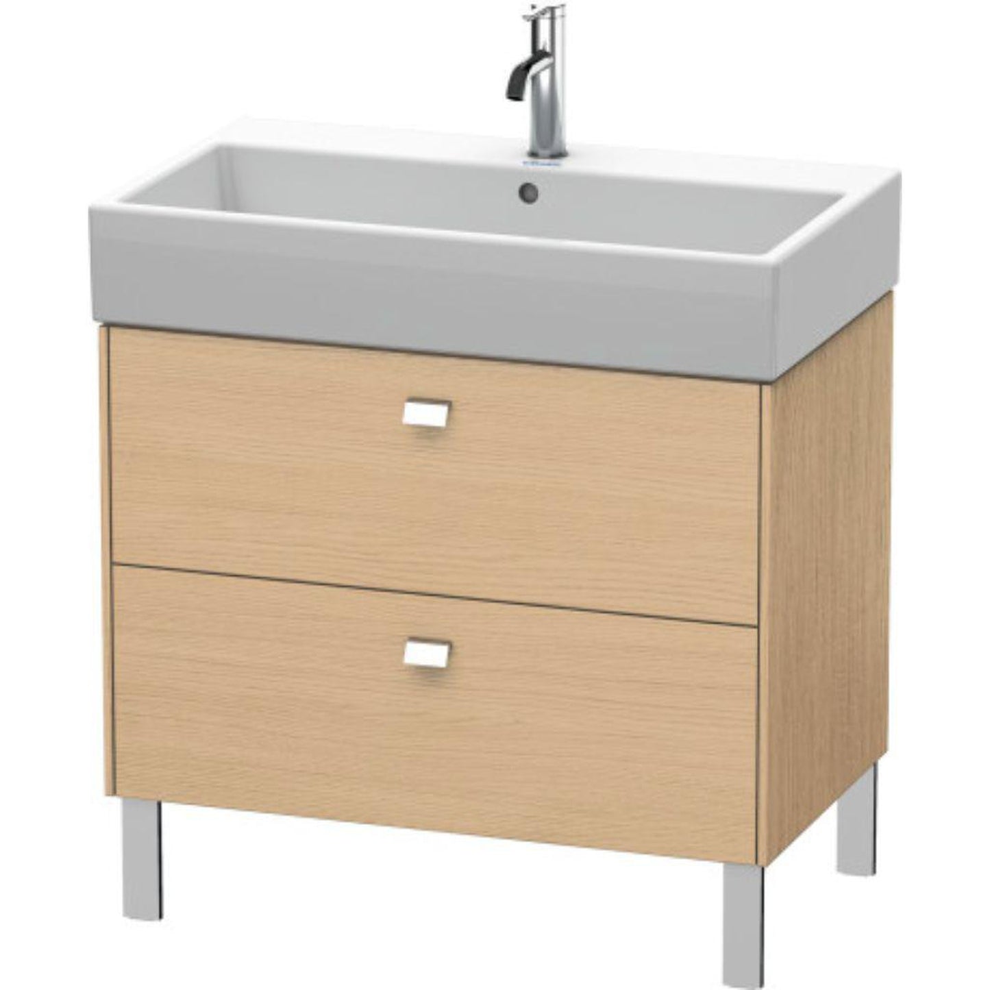 Duravit Brioso 31" x 22" x 18" Two Drawer Floor Standing Vanity Unit in Natural Oak and Chrome Handle