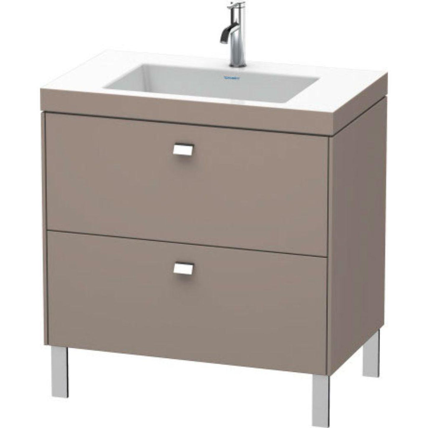 Duravit Brioso 31" x 28" x 19" Two Drawer C-Bonded Floor Standing Vanity Kit With One Tap Hole in Basalt Matt and Chrome Handle