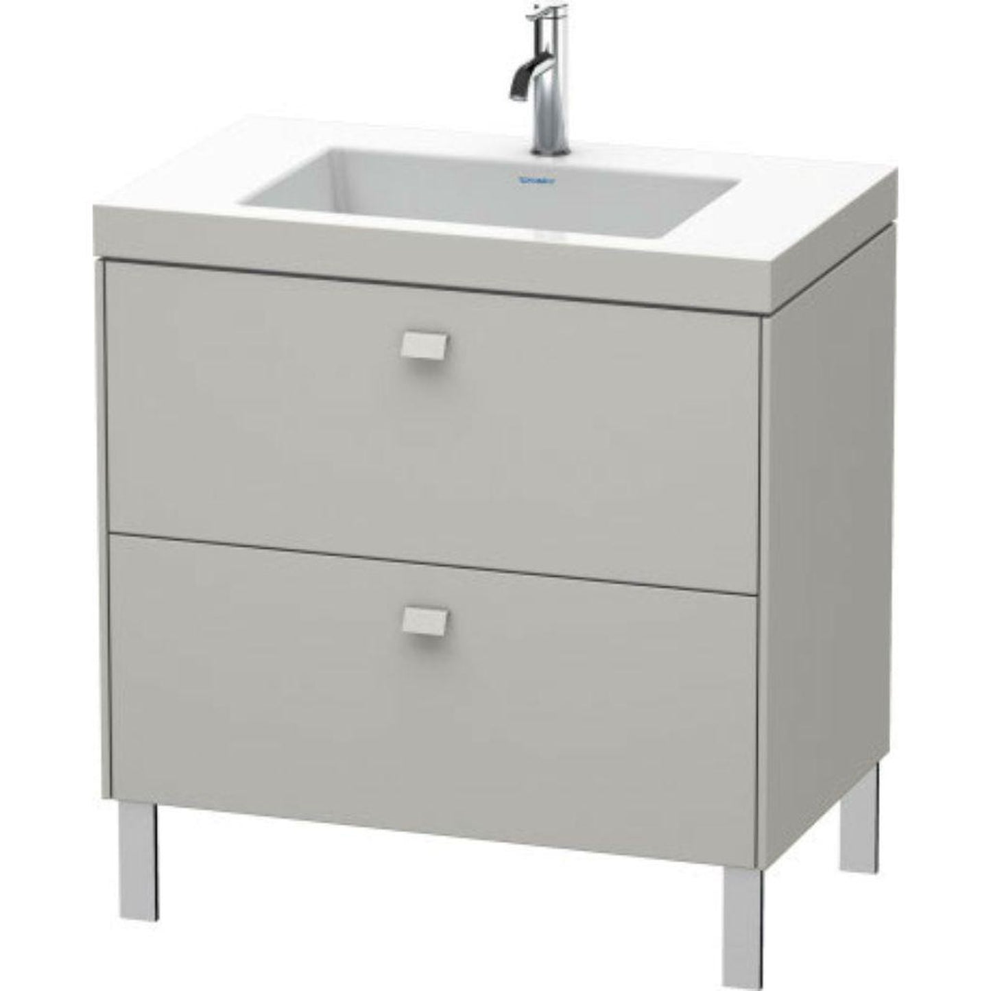 Duravit Brioso 31" x 28" x 19" Two Drawer C-Bonded Floor Standing Vanity Kit With One Tap Hole in Concrete Grey Matt